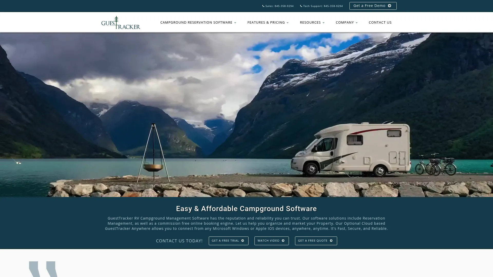 Guest Tracker reservation software homepage