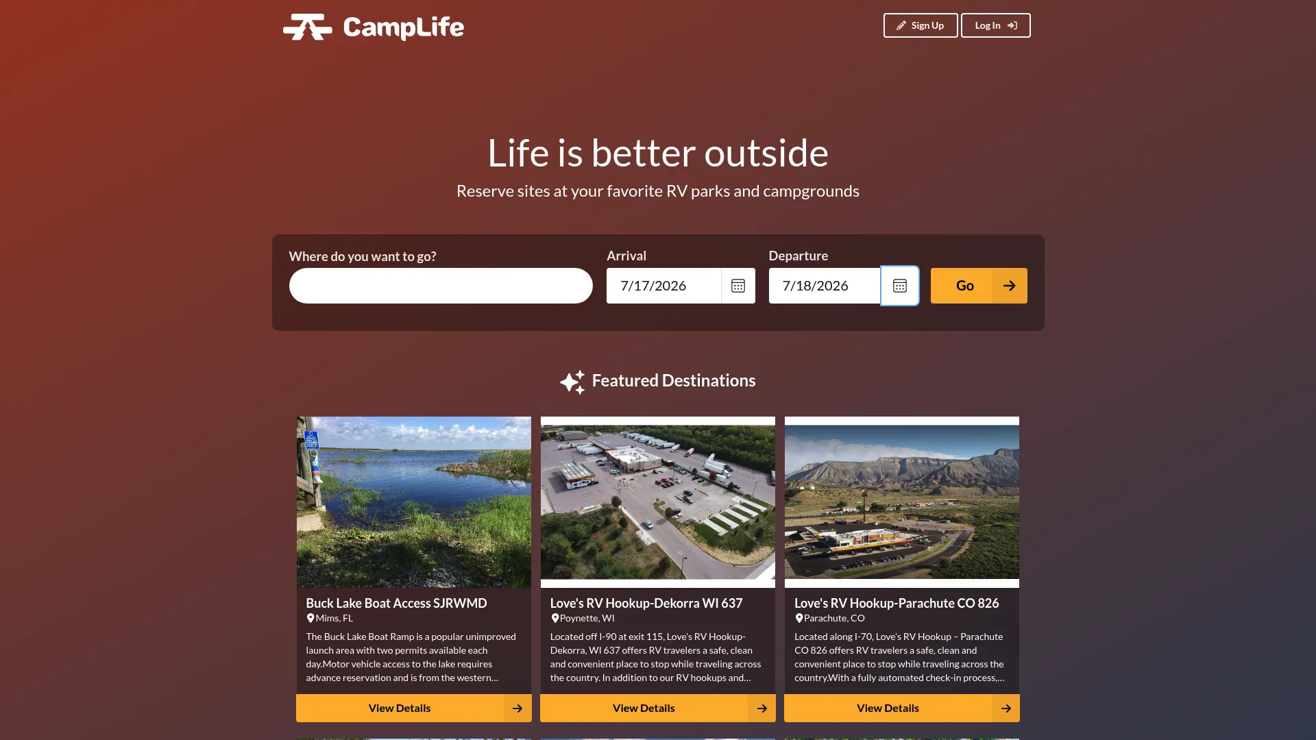 CampLife park management software homepage