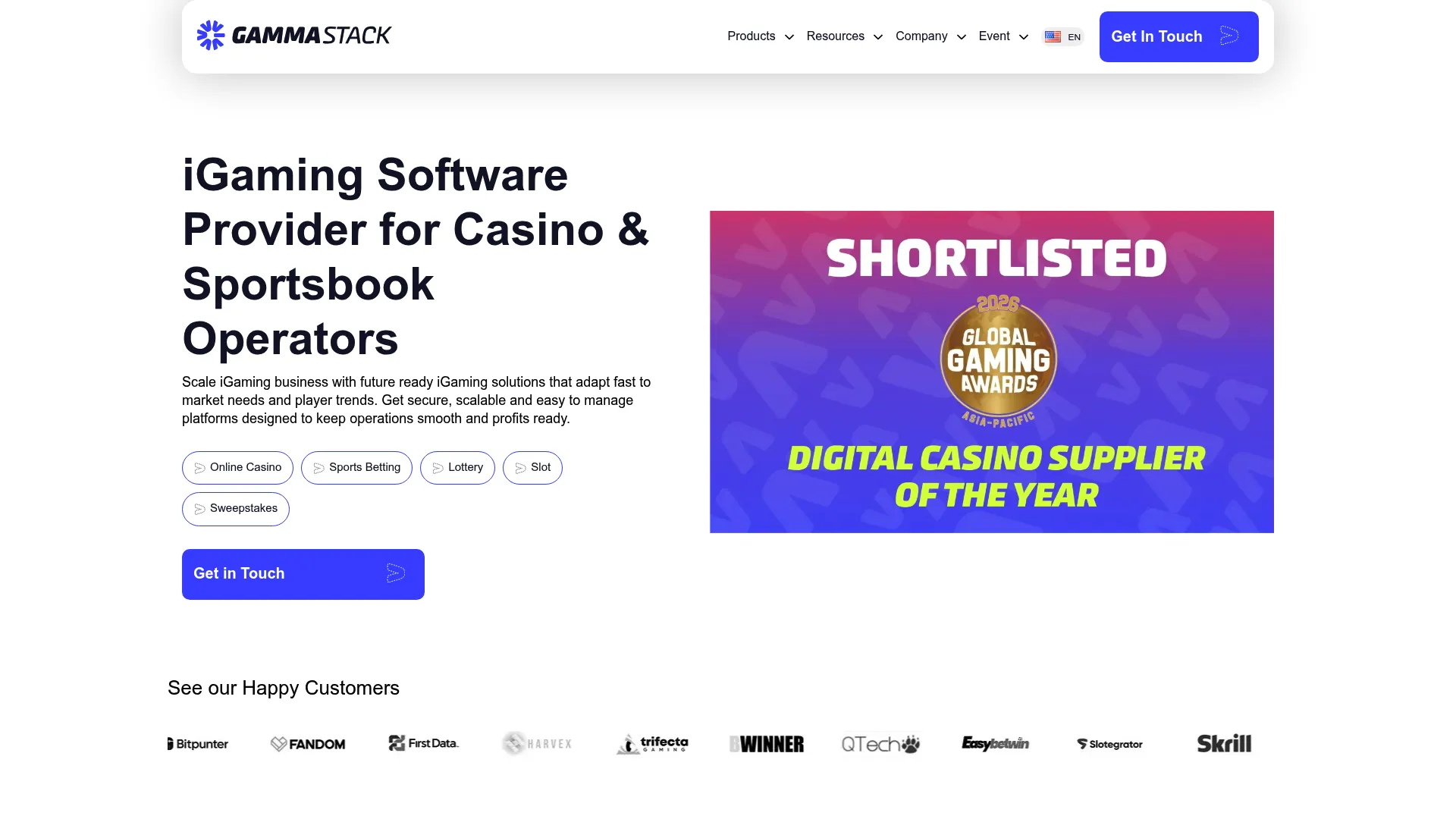 GammaStack iGaming and tournament software