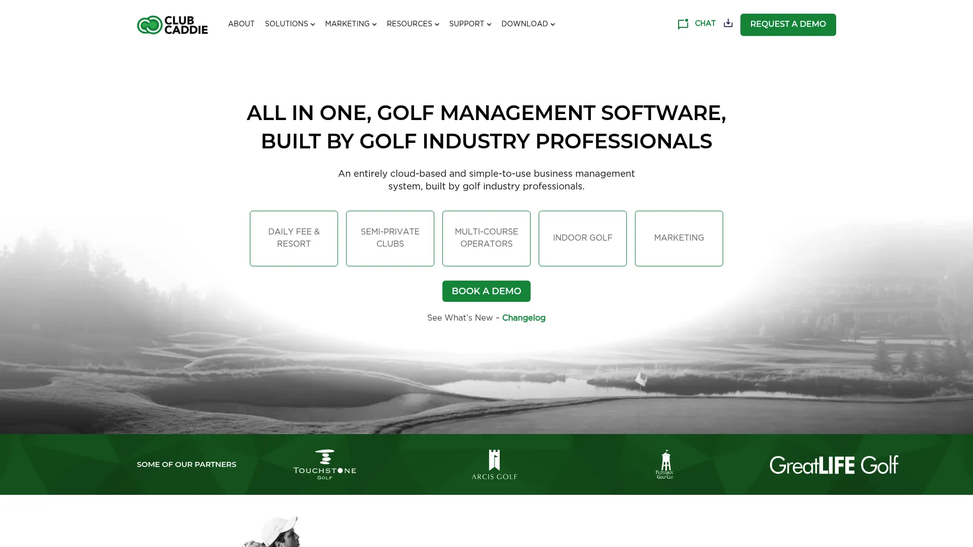 Club Caddie golf course management homepage