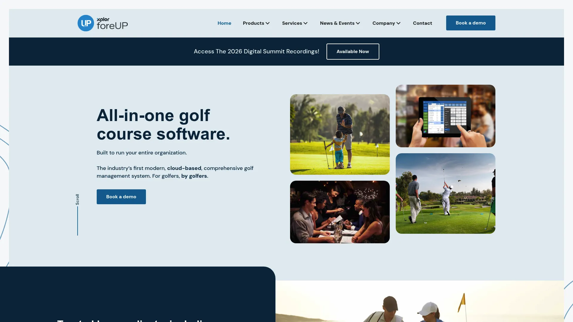 foreUP golf course management software homepage