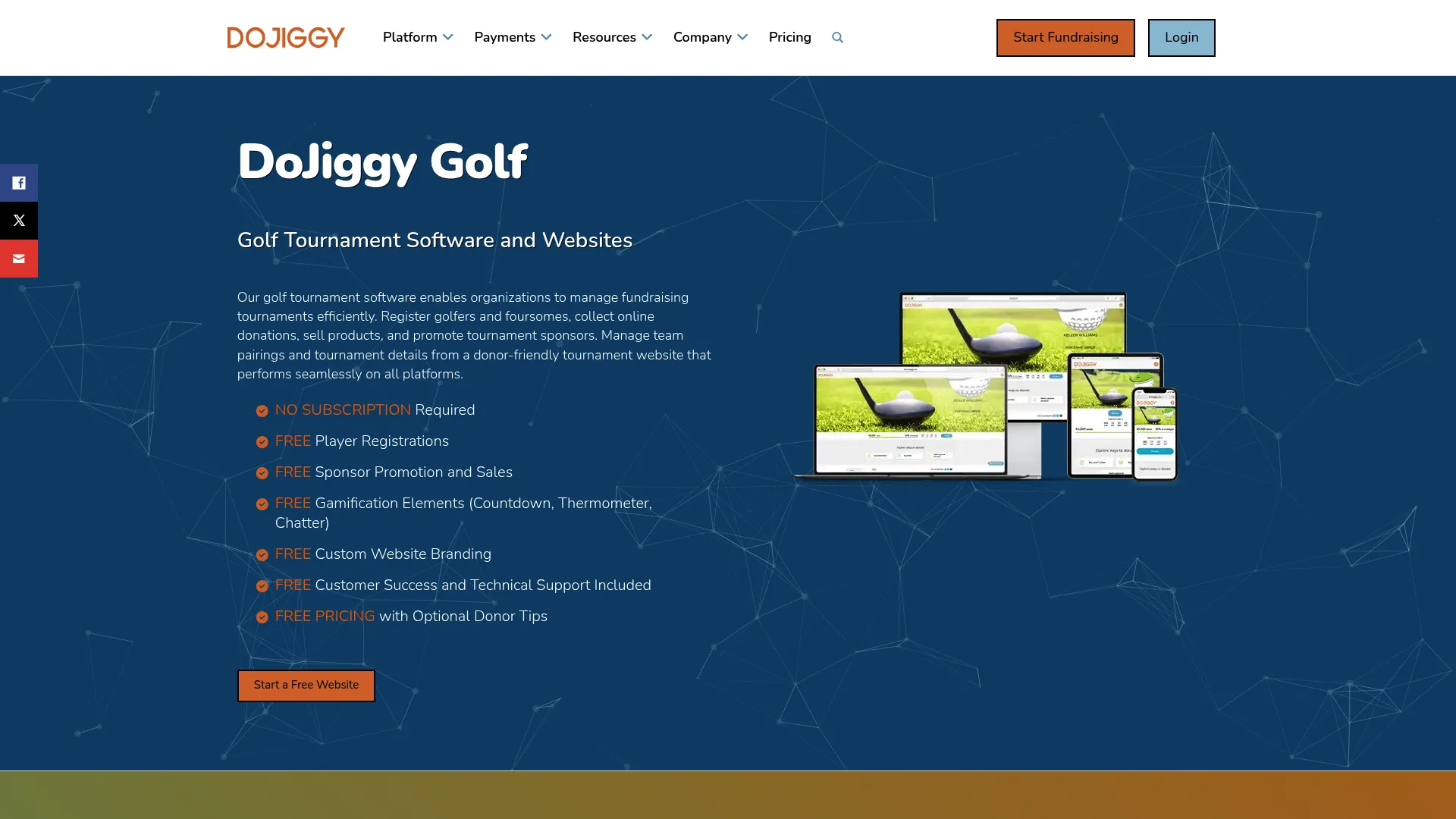 GolfRegistrations event software homepage