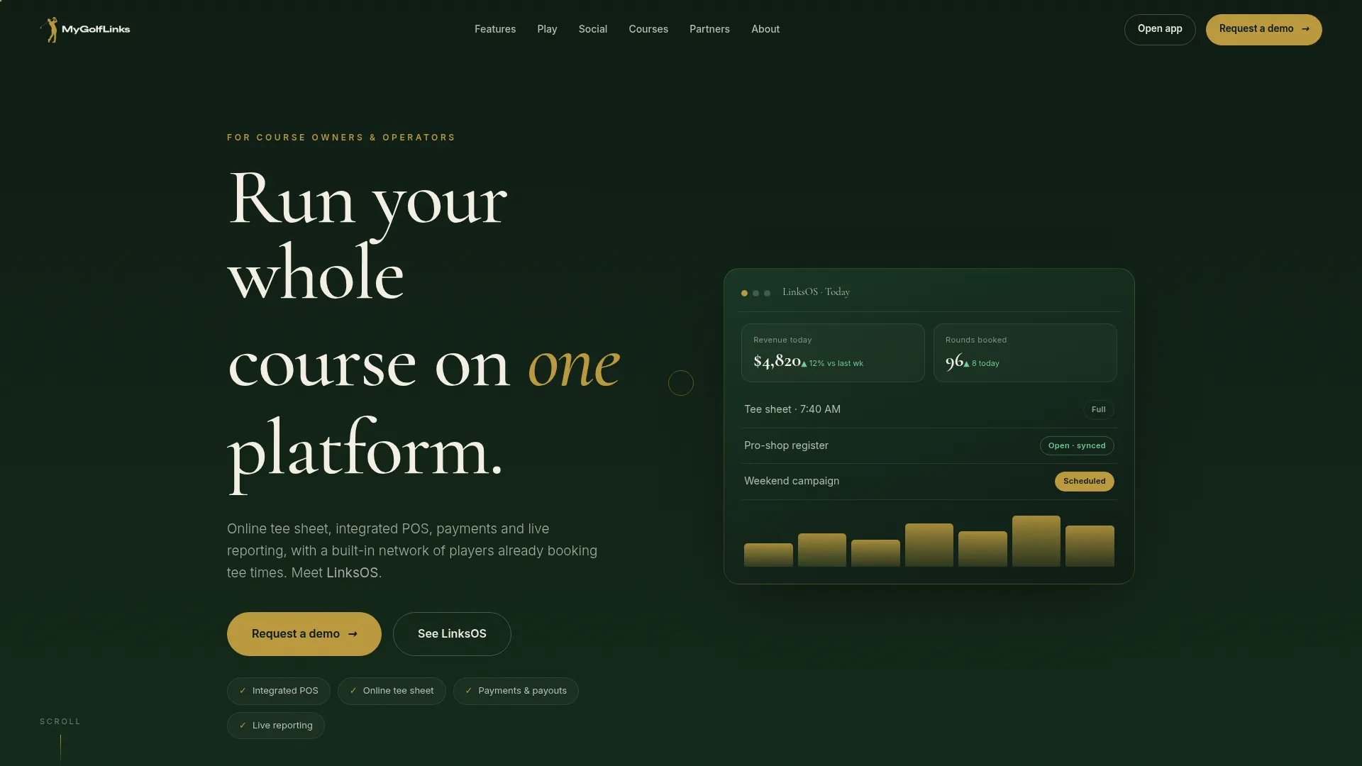 MyGolfLinks golf platform homepage