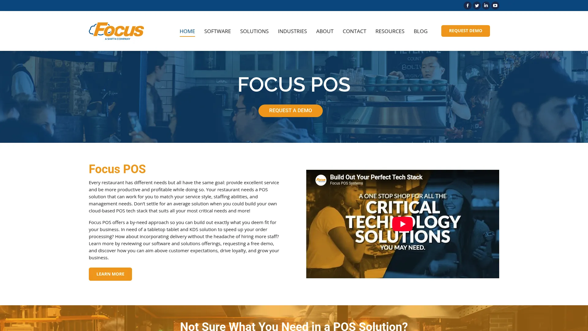Focus POS restaurant management software homepage