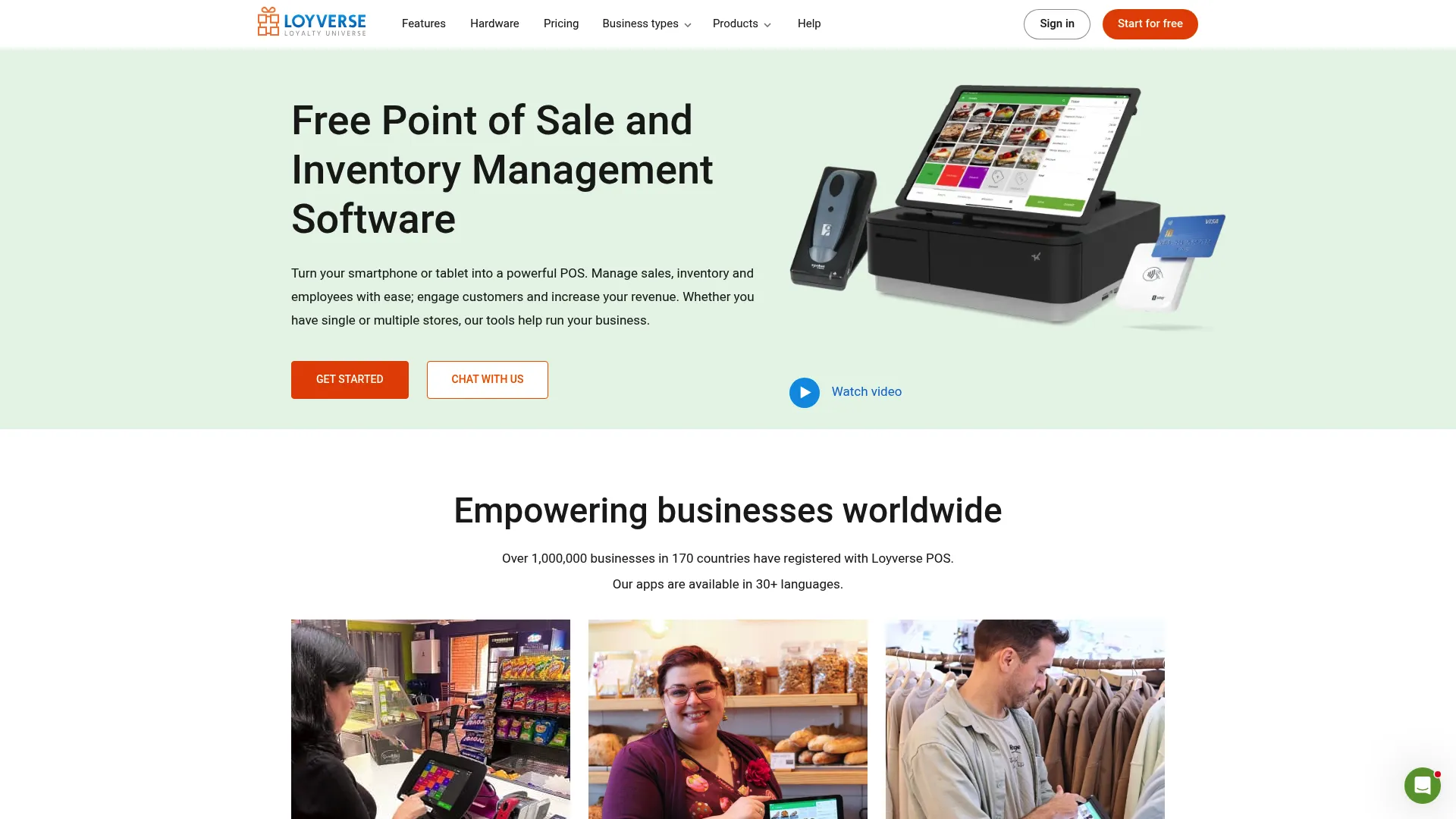 Loyverse free POS and commerce platform homepage