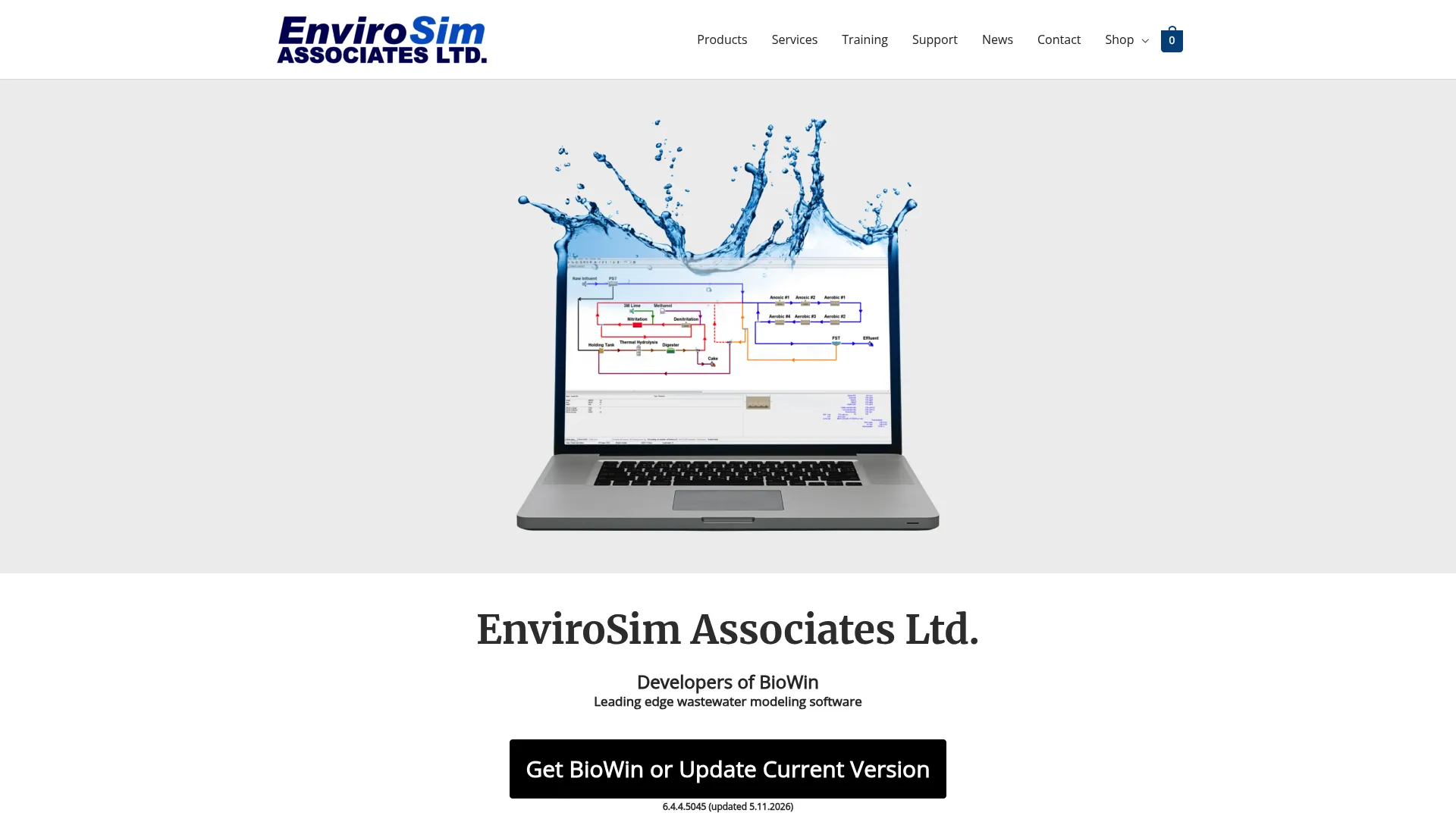 BioWin wastewater treatment process simulation software interface from EnviroSim