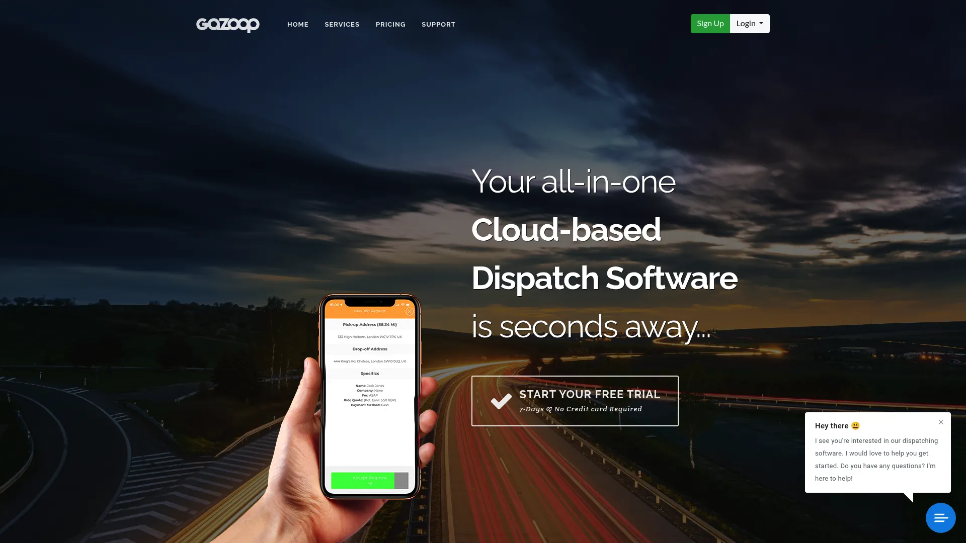 Gazoop taxi dispatch and fleet management homepage