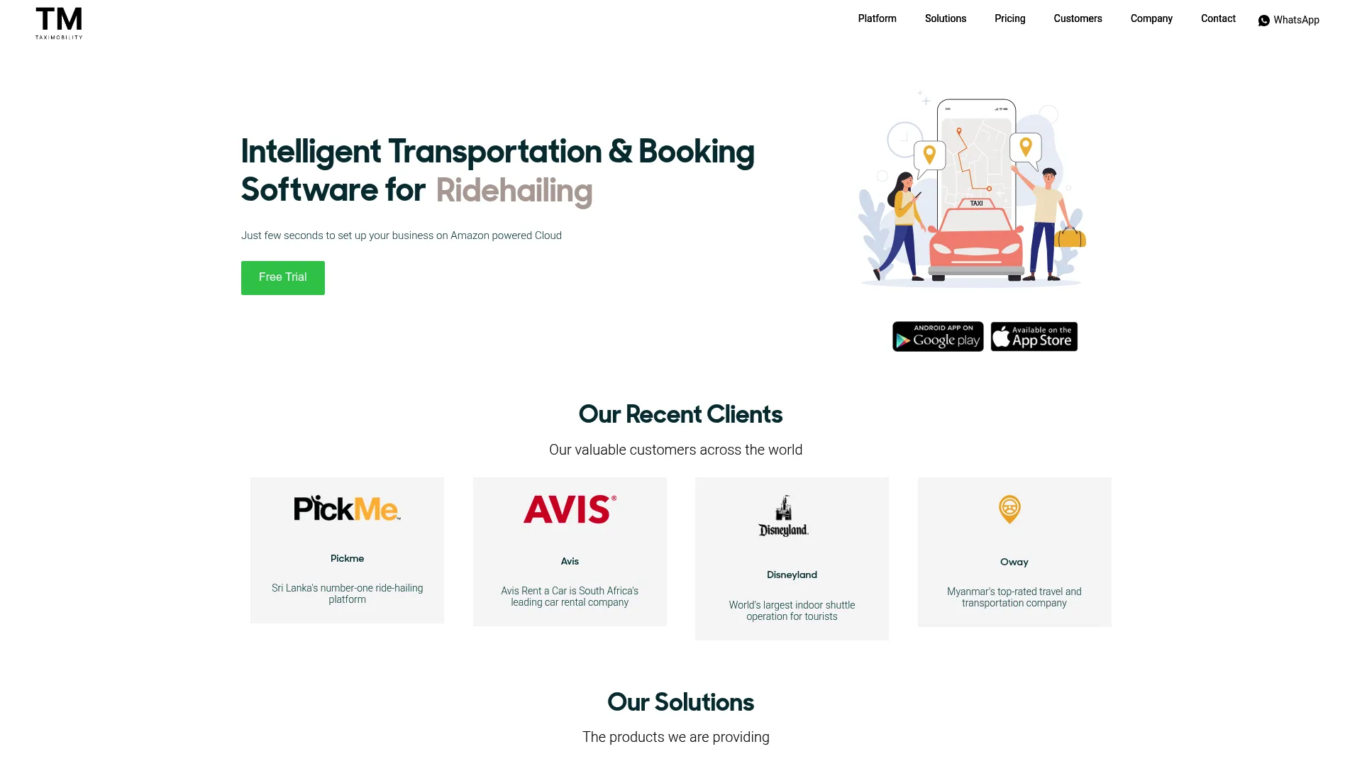 TaxiMobility taxi management software homepage