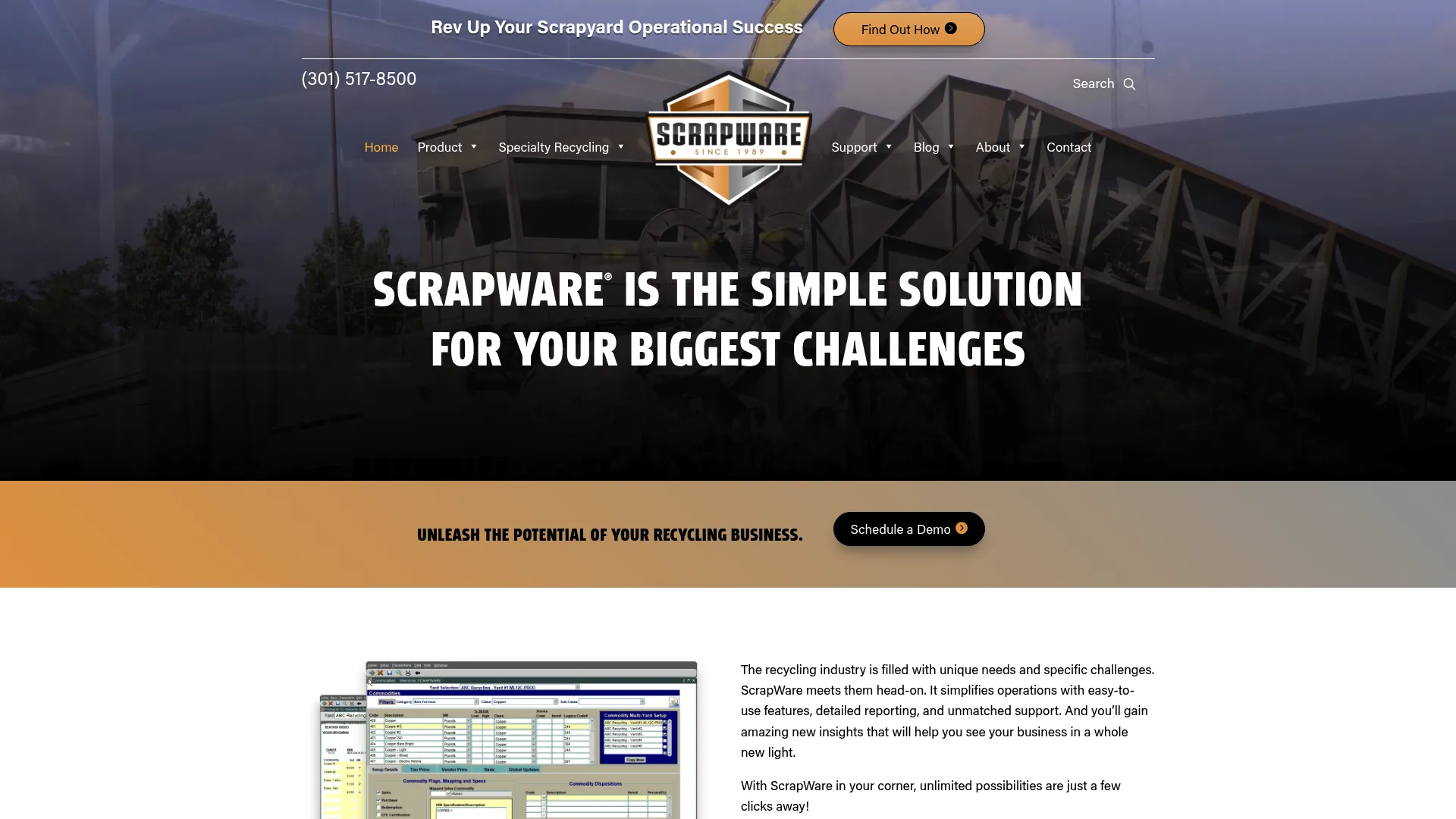 ScrapWare recycling industry software homepage