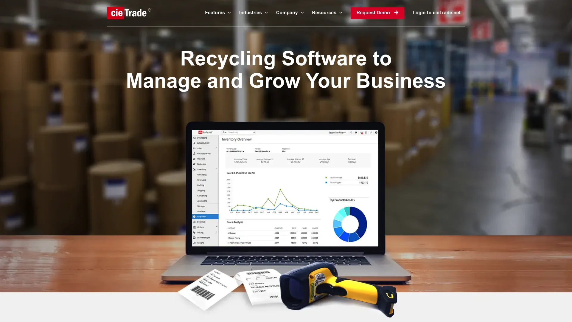 CieTrade cloud software for commodity trading and recycling homepage