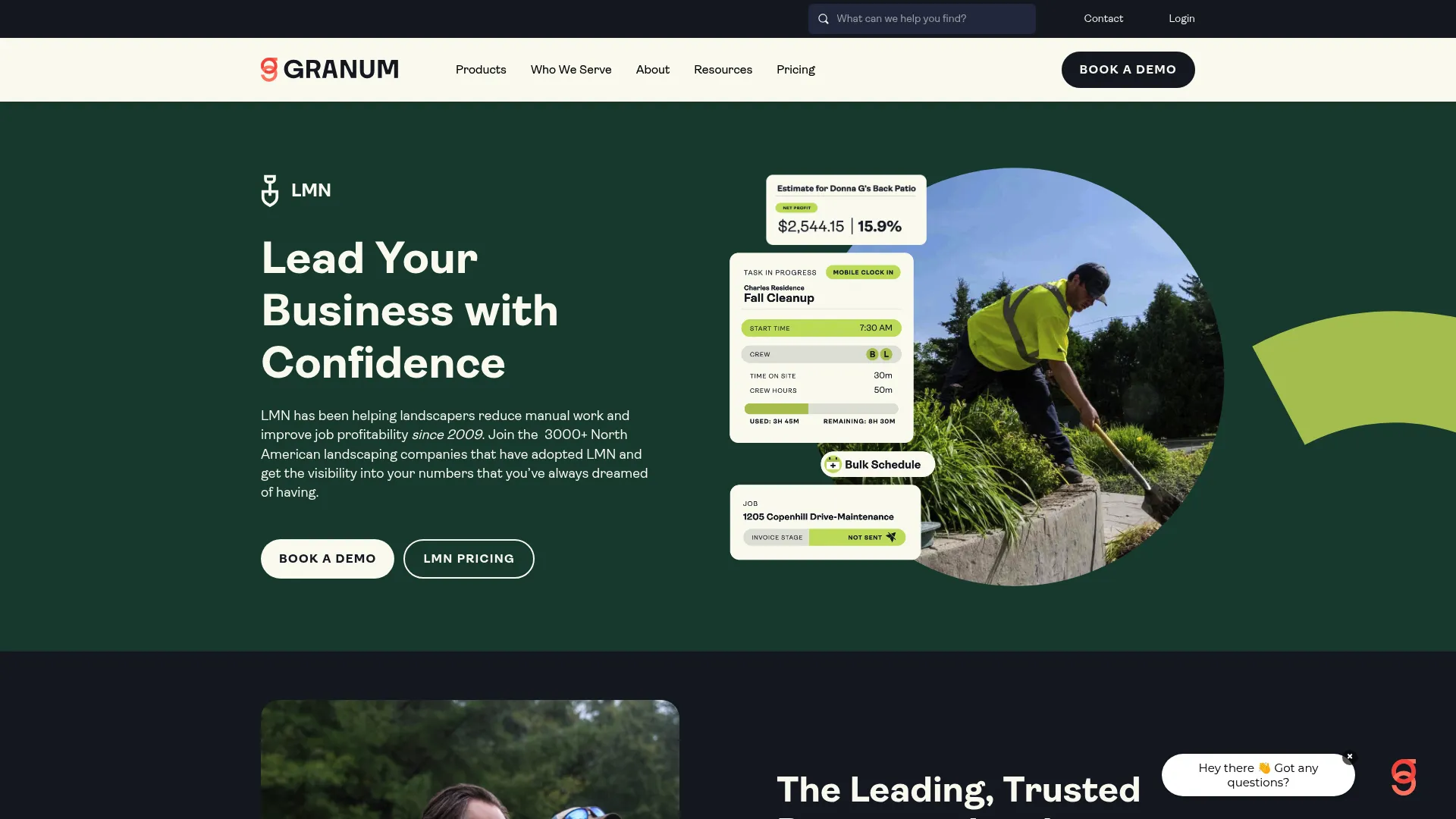 LMN landscape business management software dashboard