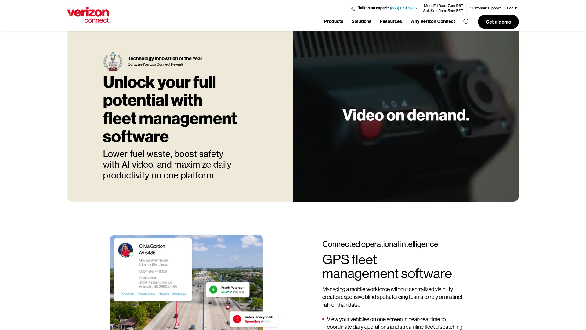 Verizon Connect fleet management and compliance platform homepage