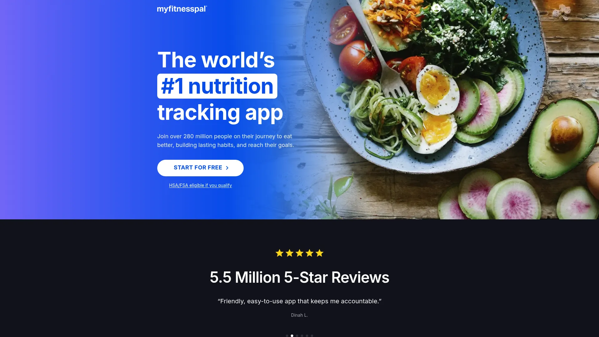 MyFitnessPal nutrition tracking app homepage