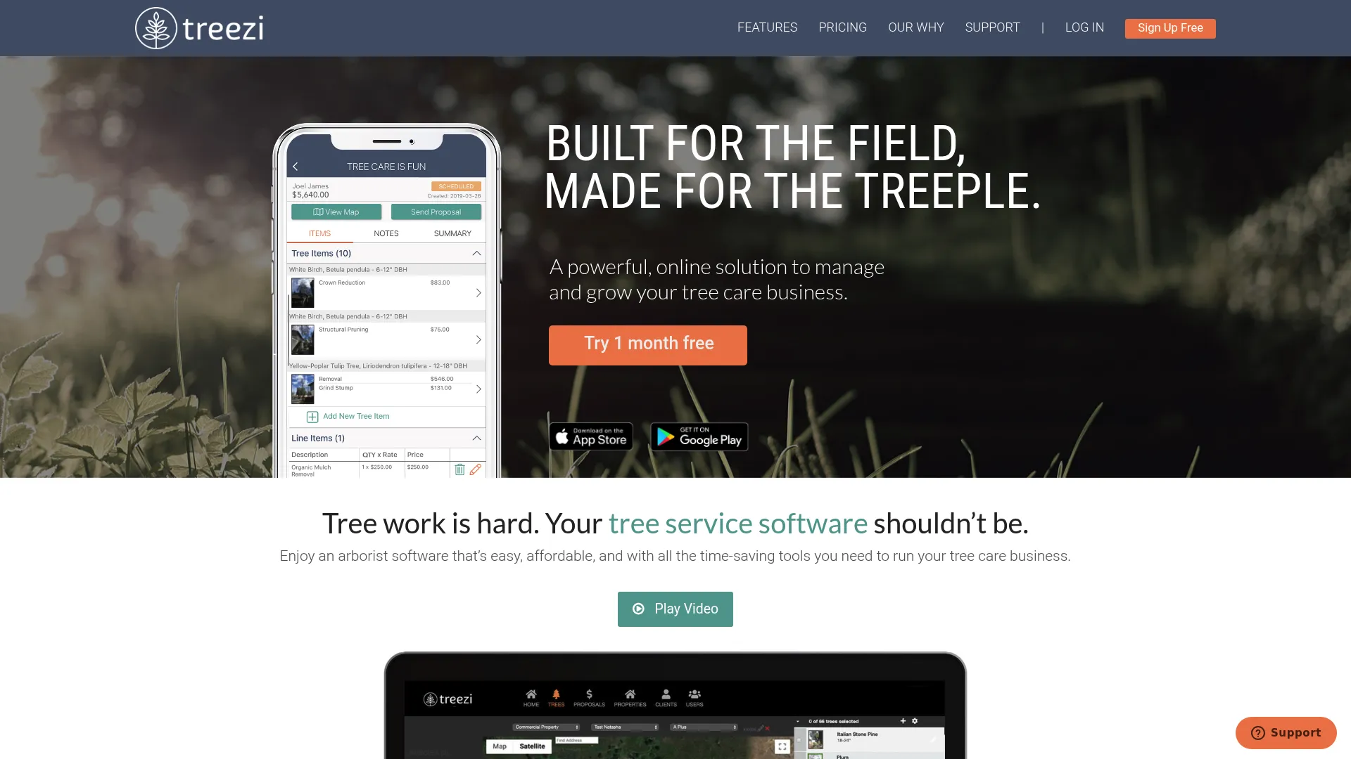 Treezi tree service software interface