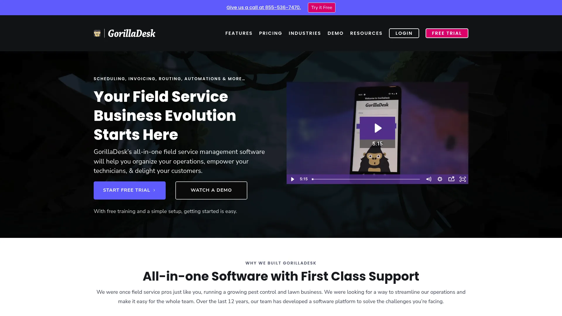 GorillaDesk scheduling and dispatch interface