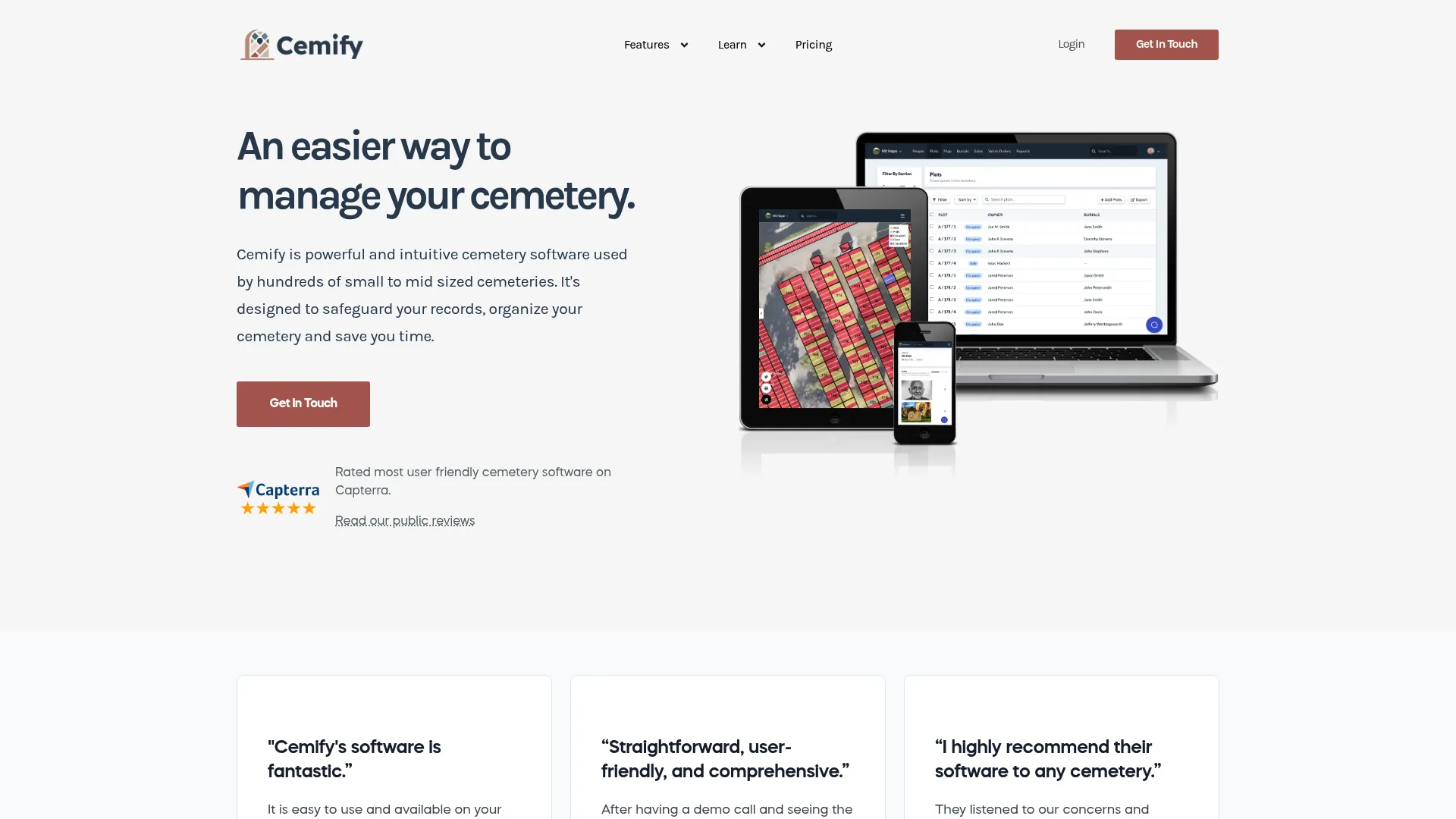 Cemify cemetery software homepage