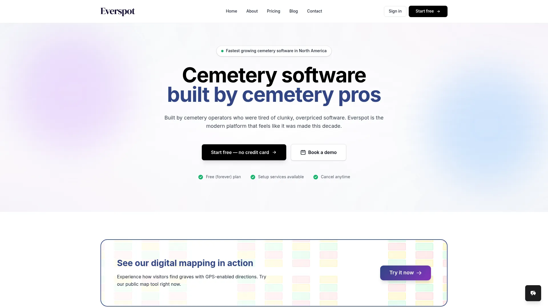 Everspot cemetery software homepage