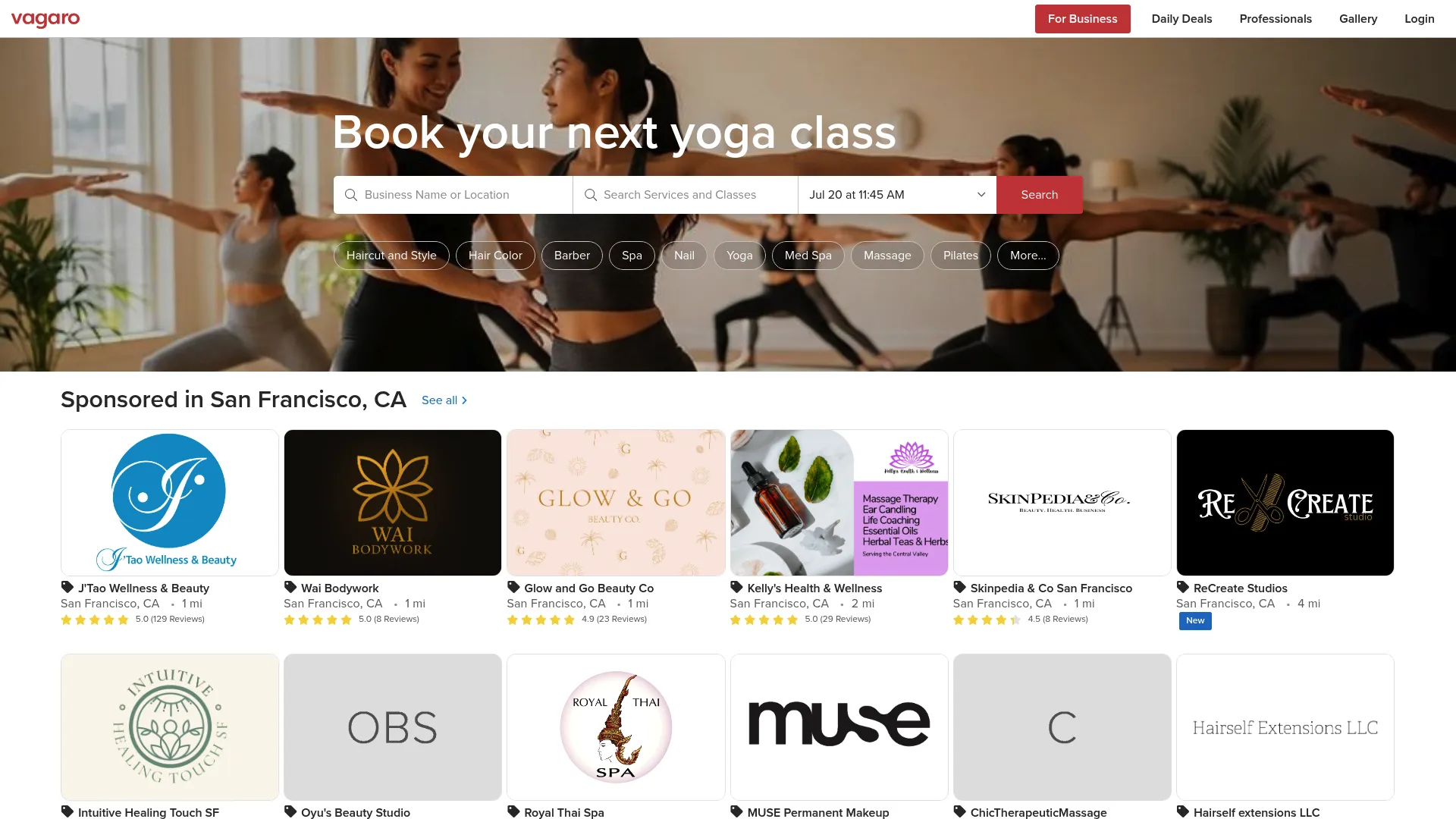 Vagaro salon and barber software homepage