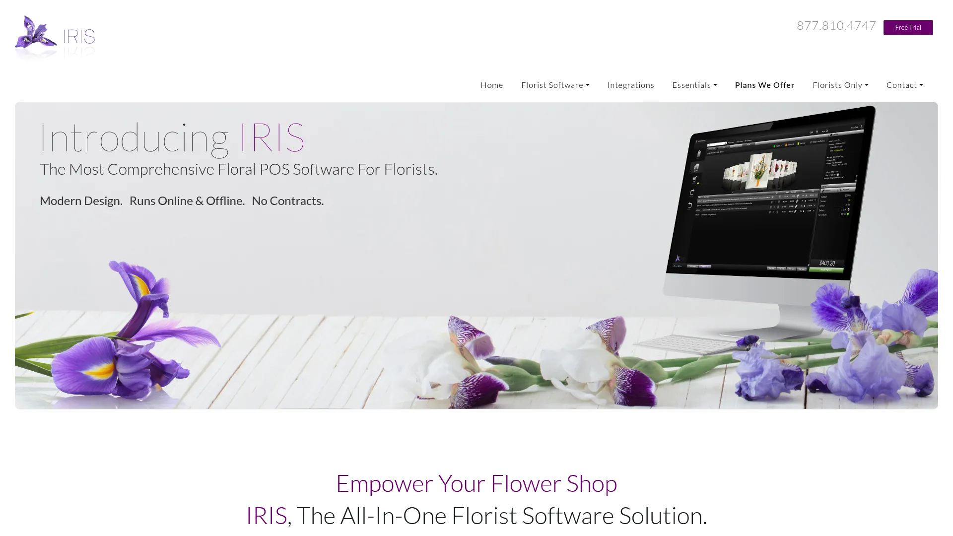 IRIS florist POS software homepage