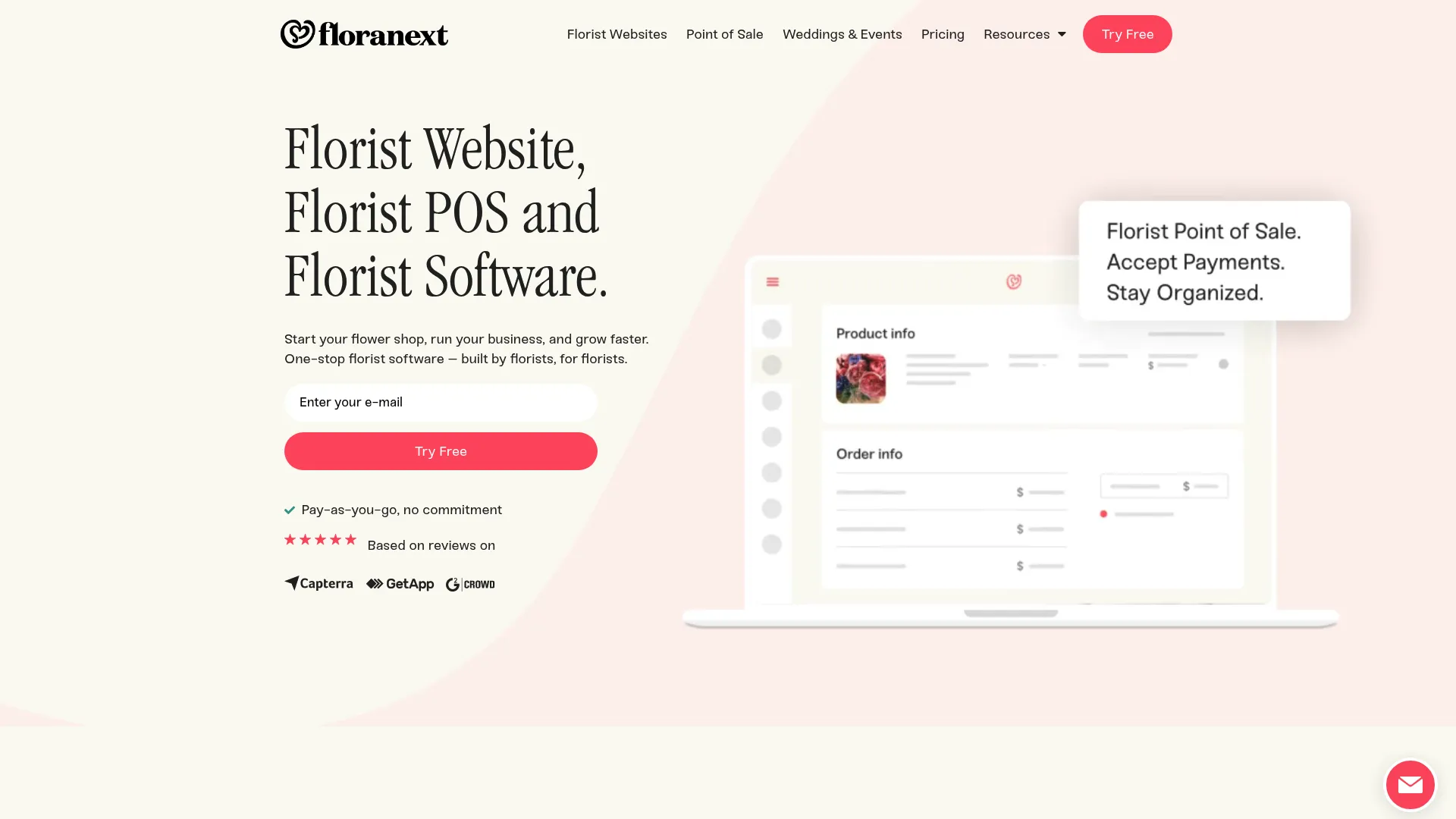 Floranext florist software homepage
