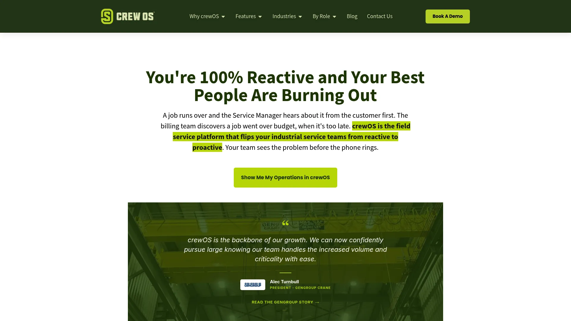 crewOS industrial field service management software homepage