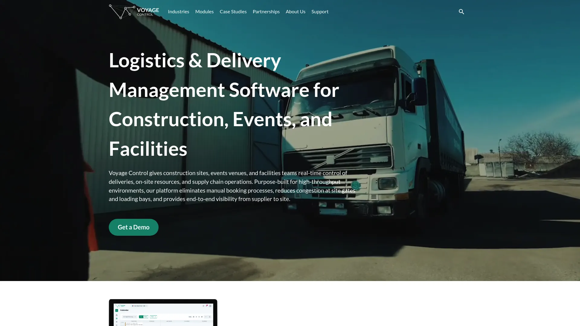 Voyage Control logistics and delivery management software homepage