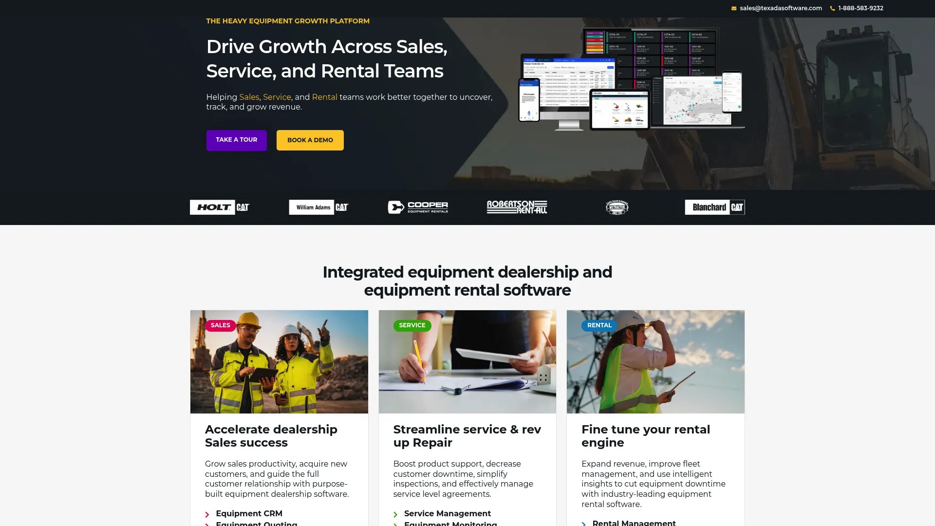 Texada equipment growth platform homepage