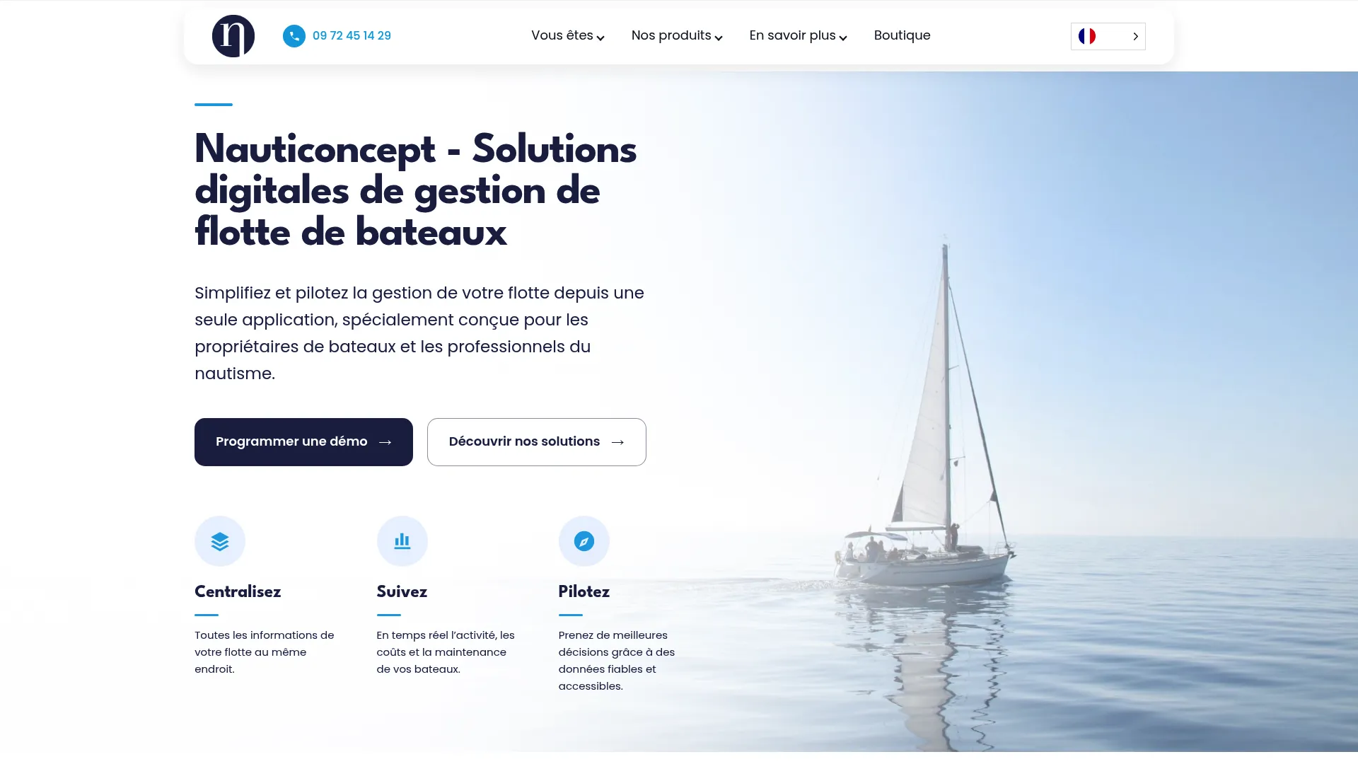 Nauticoncept connected boat management homepage
