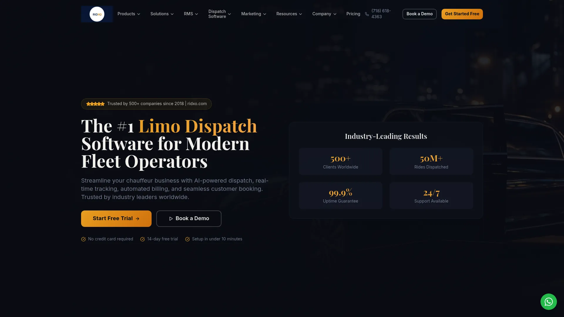 Ridxo limo and chauffeur dispatch software with AI auto-dispatch