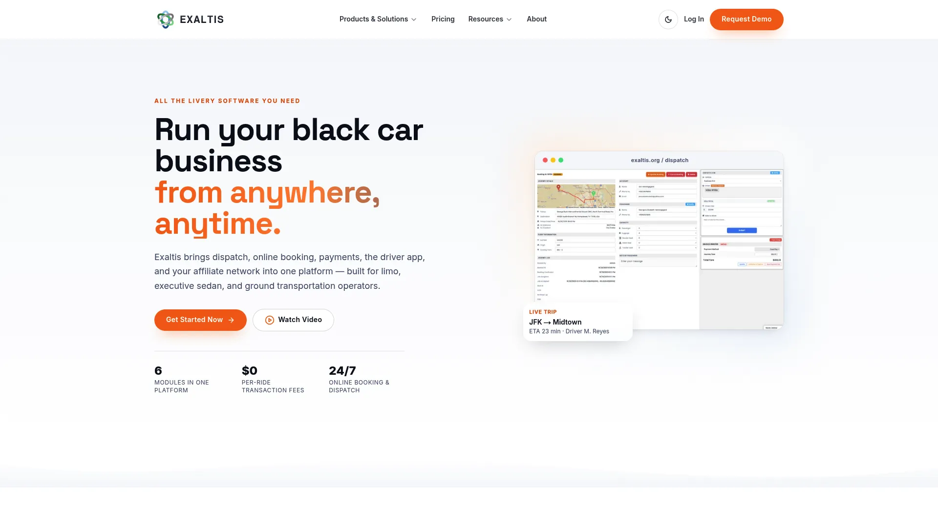 Exaltis limo and ground transportation management software