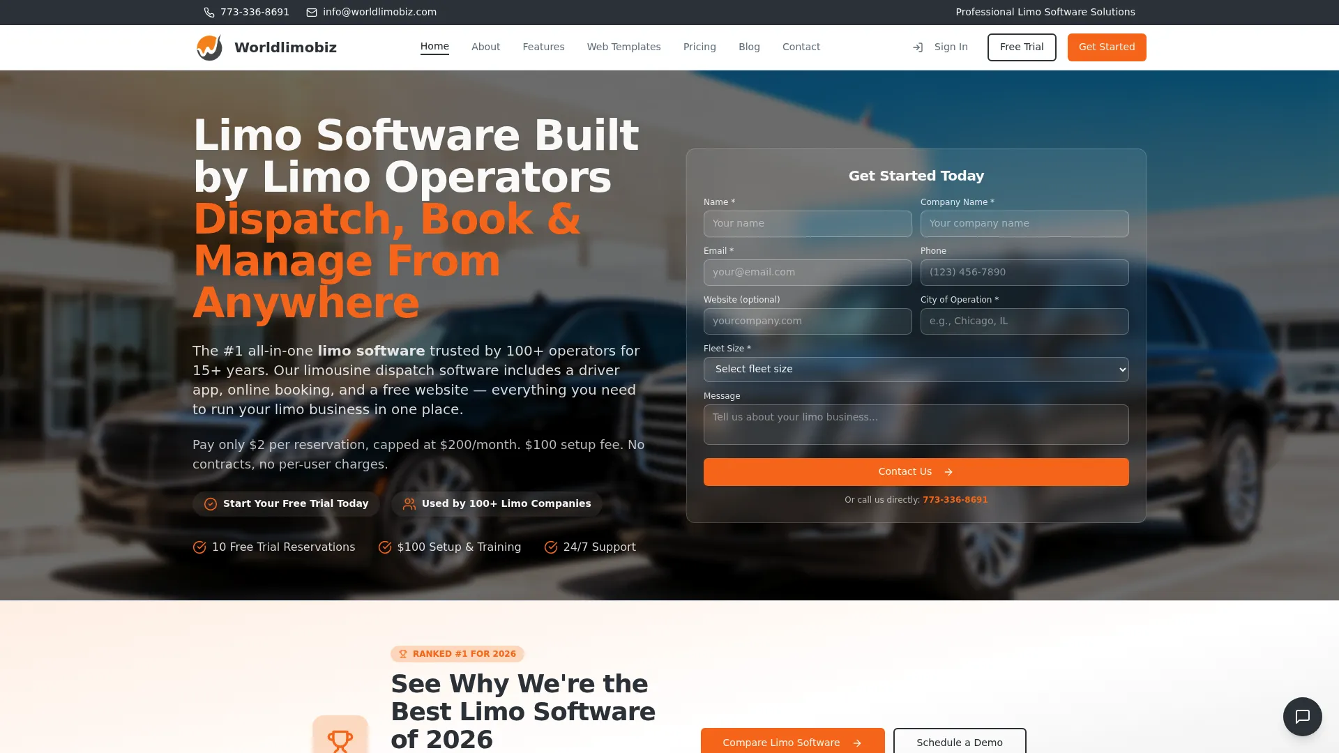 WorldLimoBiz limo dispatch and booking software interface