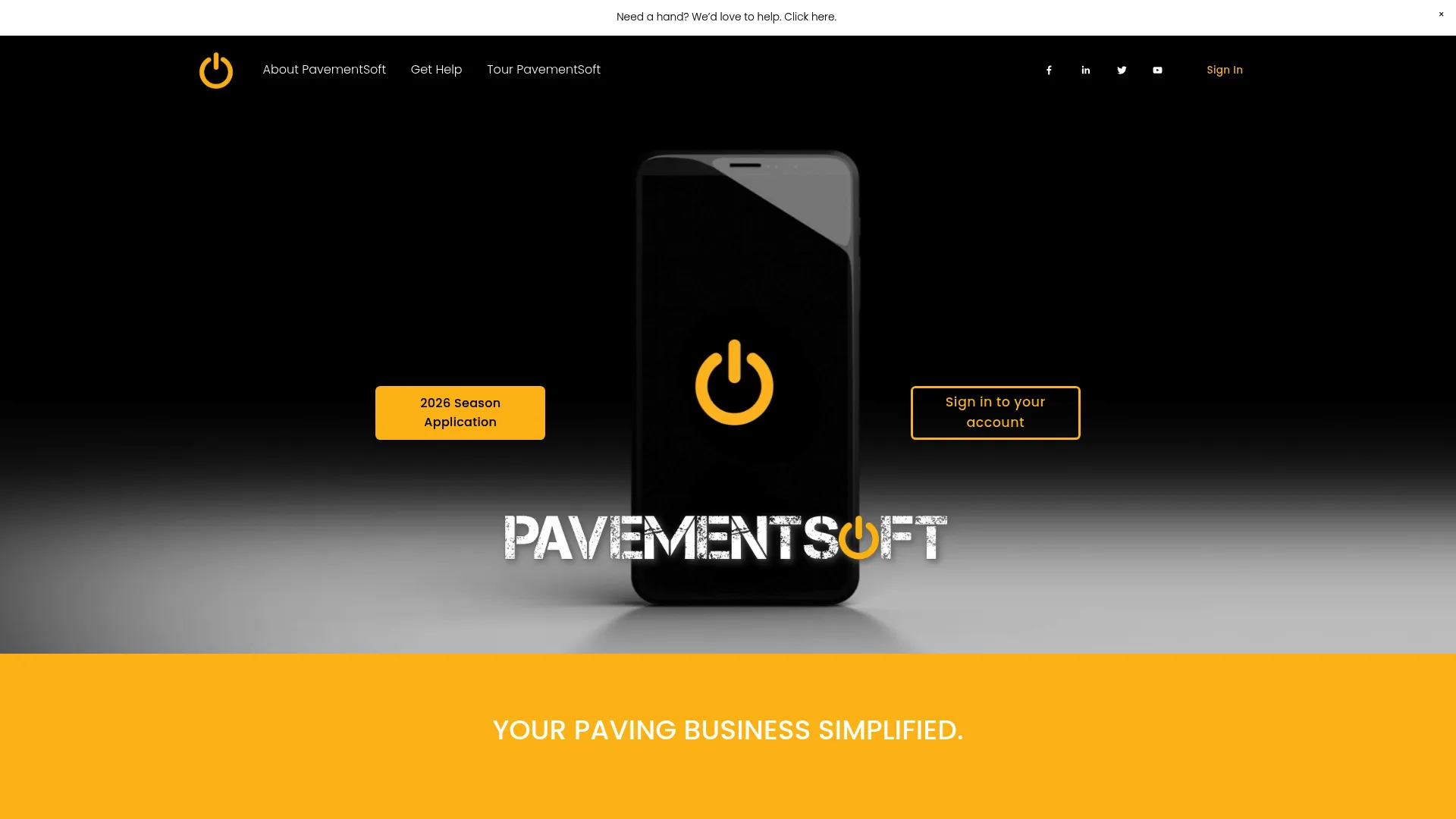 PavementSoft cloud-based pavement and concrete management software homepage