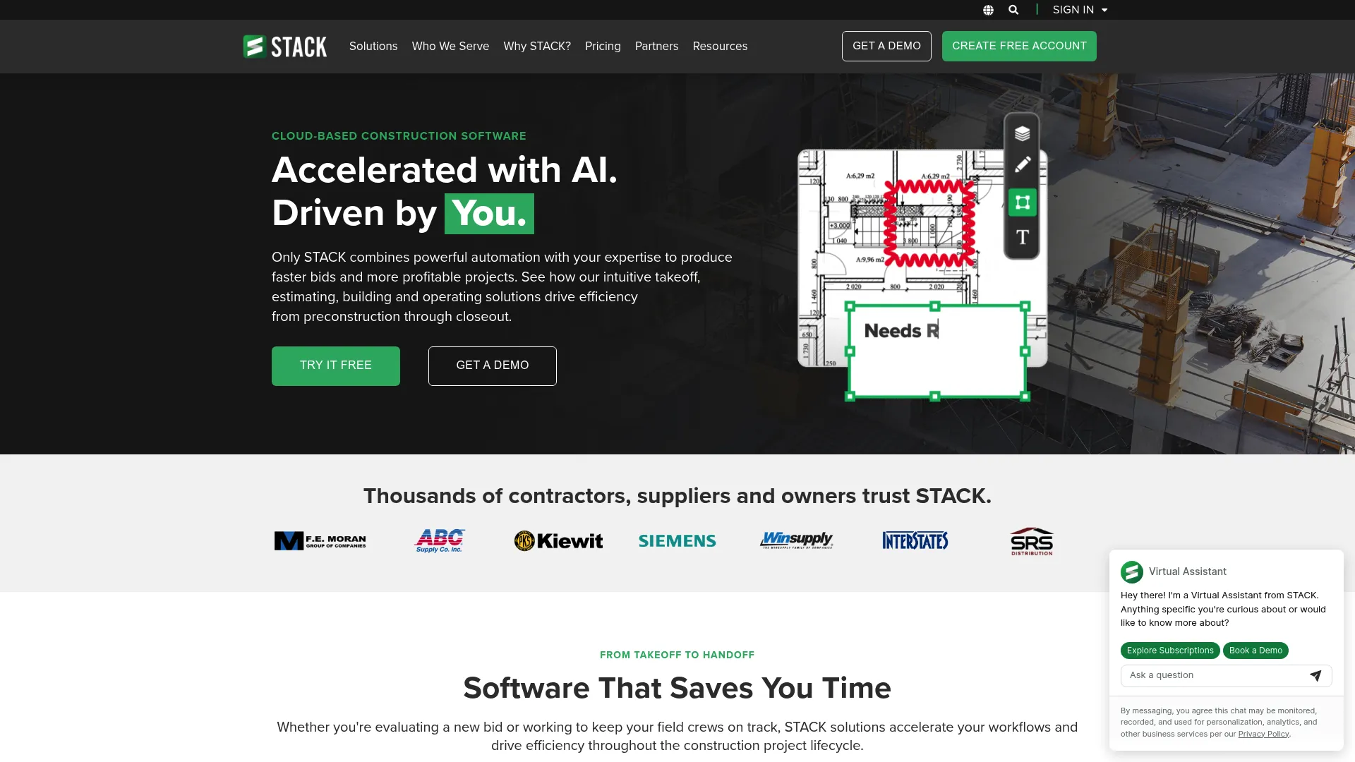 STACK cloud-based construction takeoff and estimating software homepage