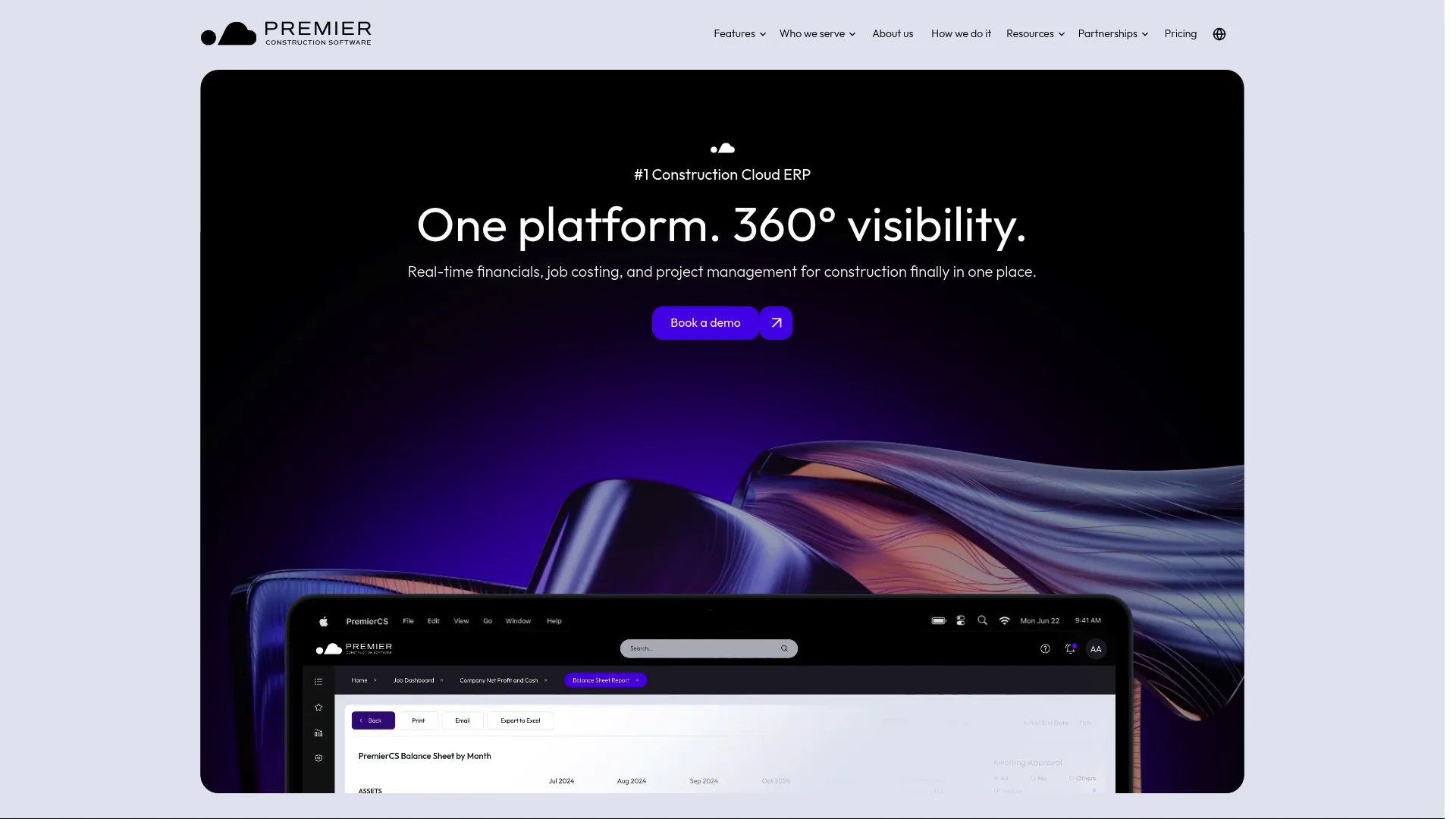 Jonas Premier cloud-based construction accounting and project management software homepage
