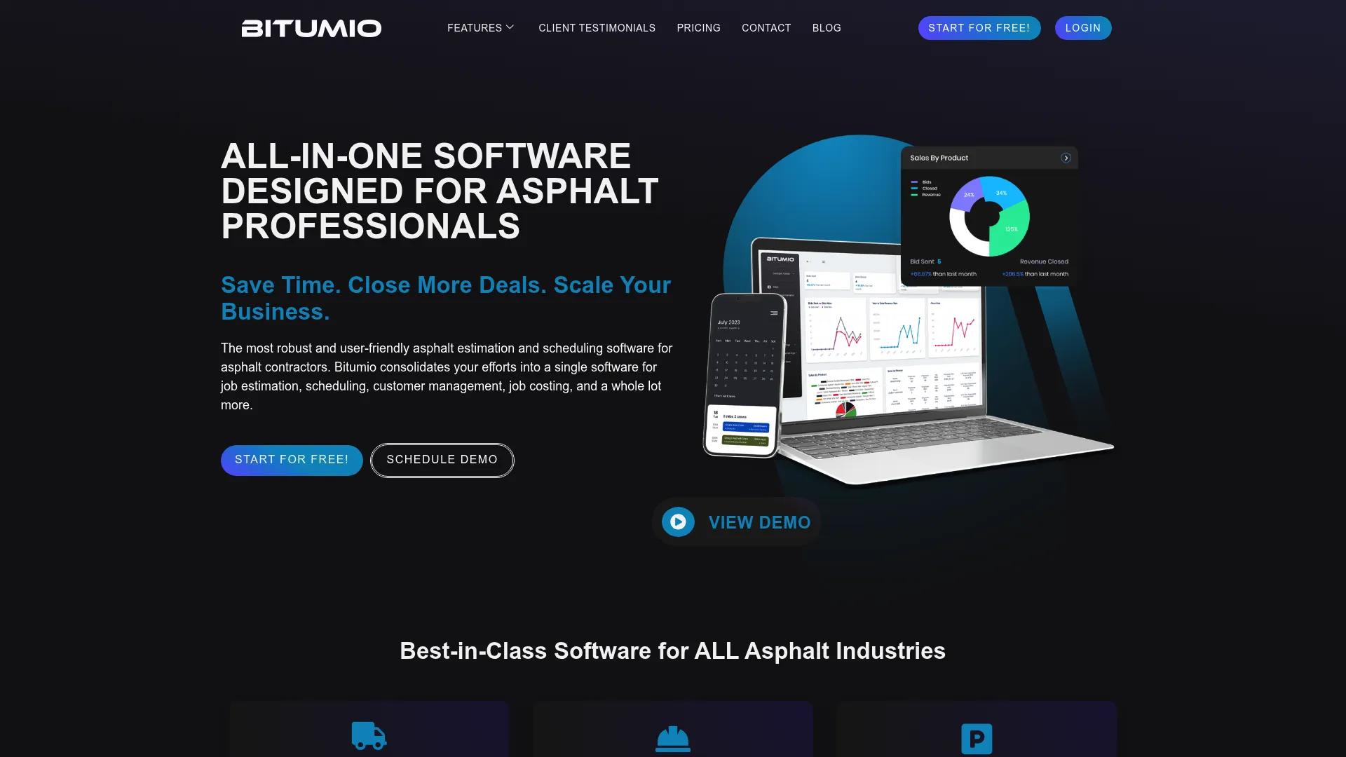 Bitumio asphalt paving estimating and job management software homepage
