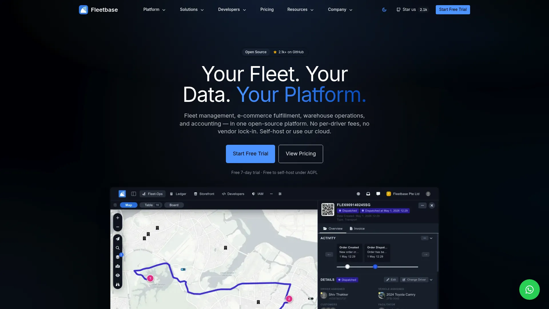Fleetbase open-source logistics and fleet management platform