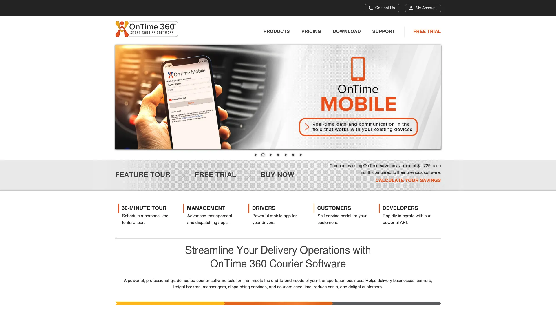 OnTime 360 courier management dashboard with dispatch and tracking