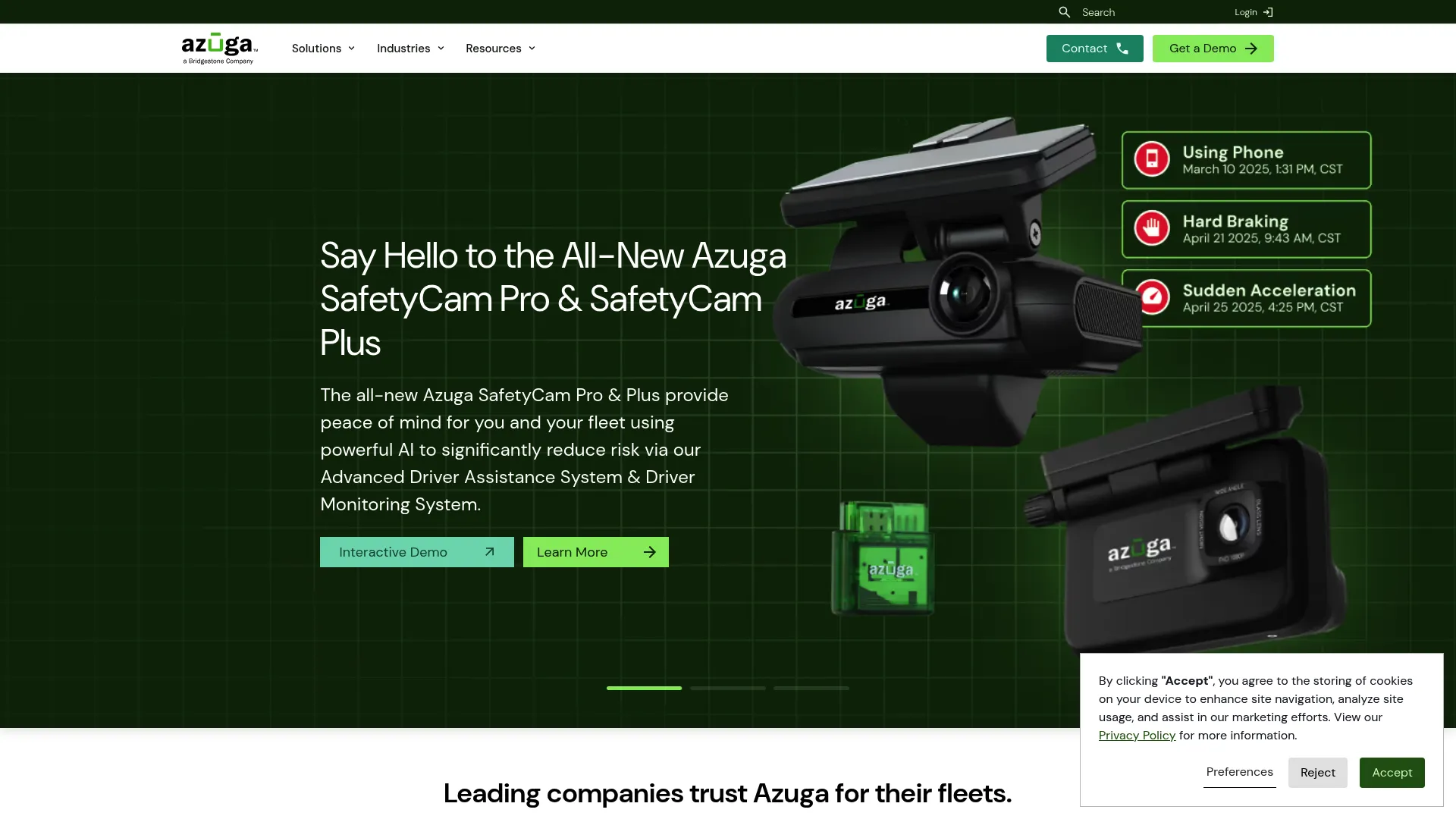 Azuga GPS fleet tracking and driver safety dashboard