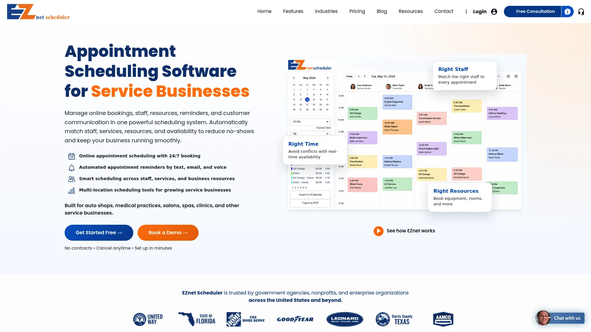 EZnet Scheduler appointment scheduling software homepage