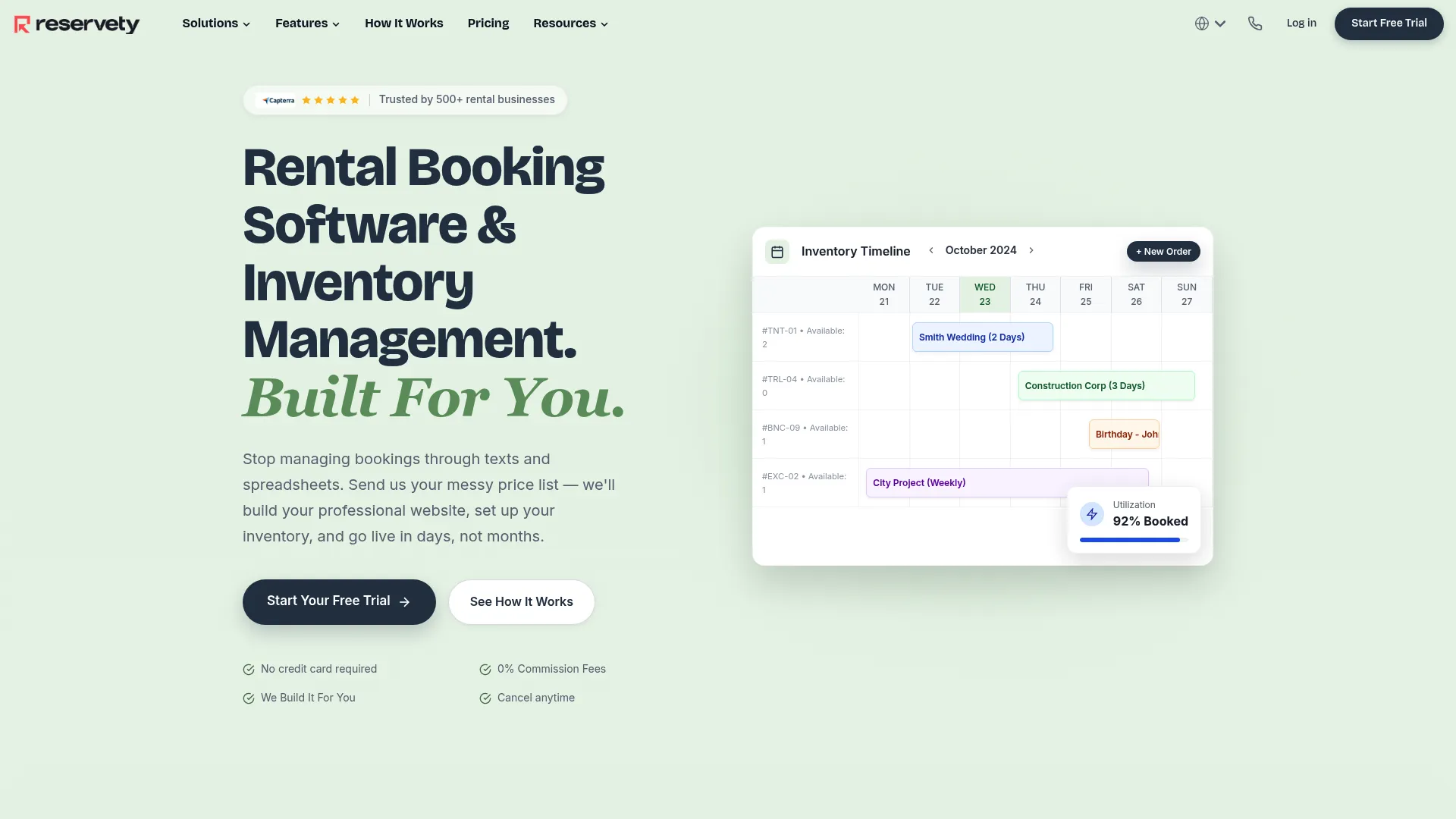 Reservety rental management software homepage