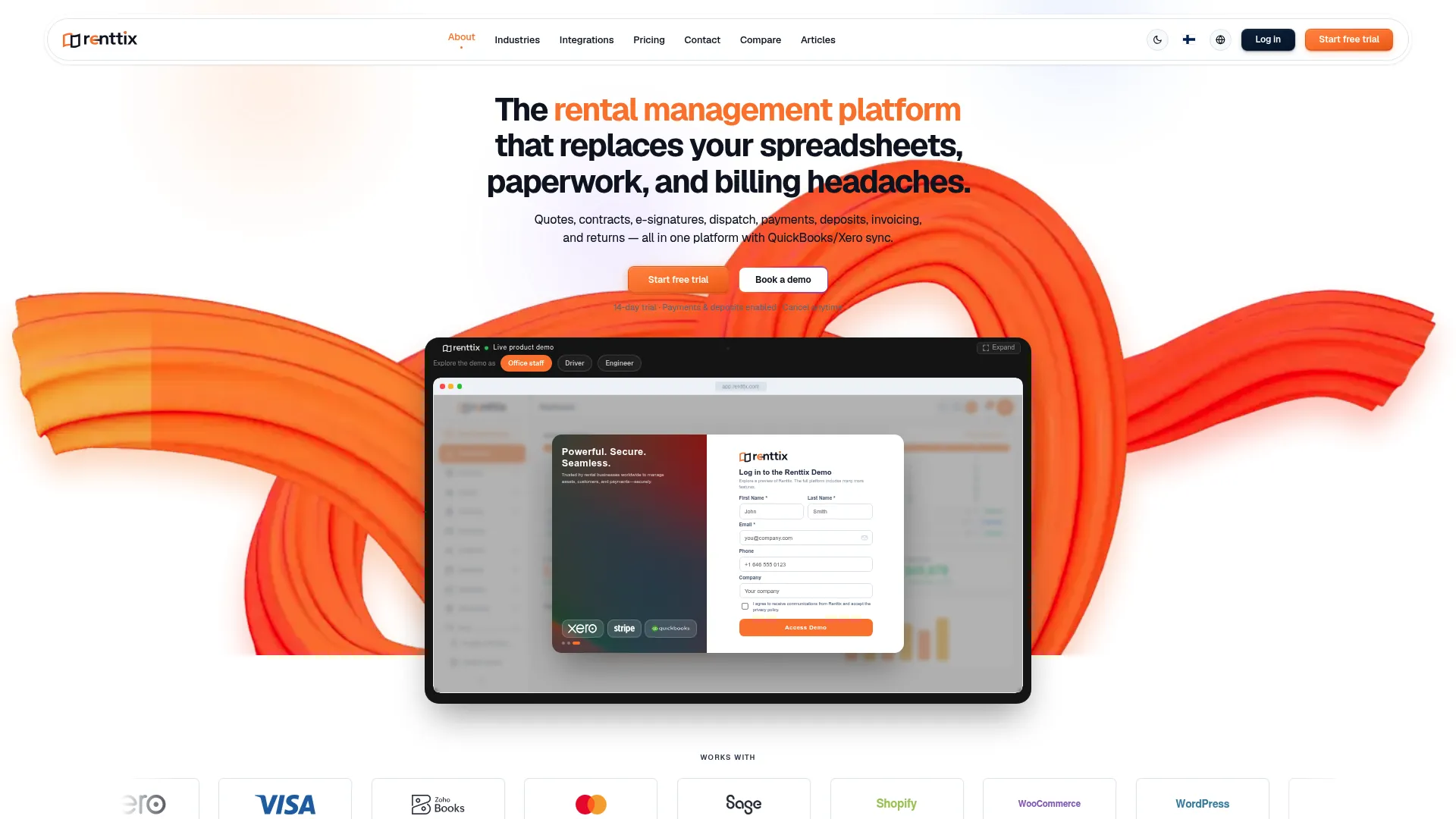 Renttix rental management software interface