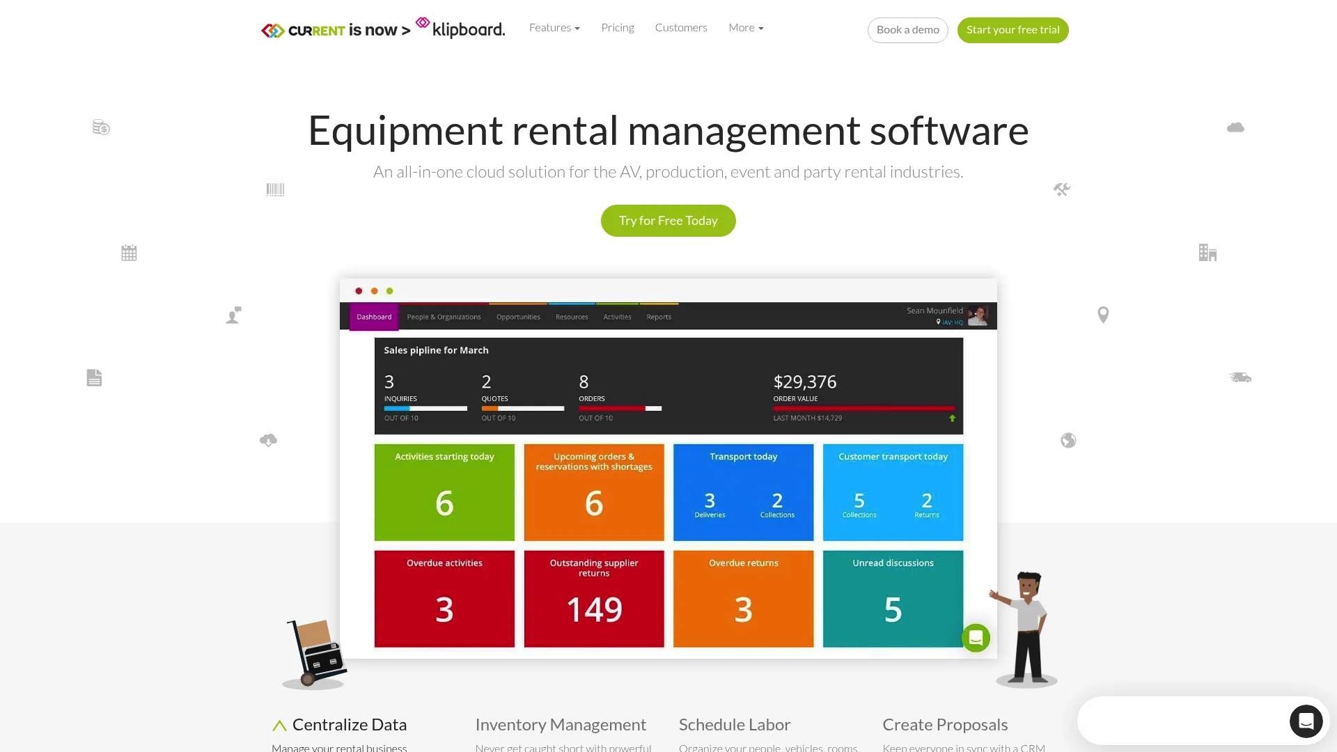 Current RMS cloud equipment rental software homepage