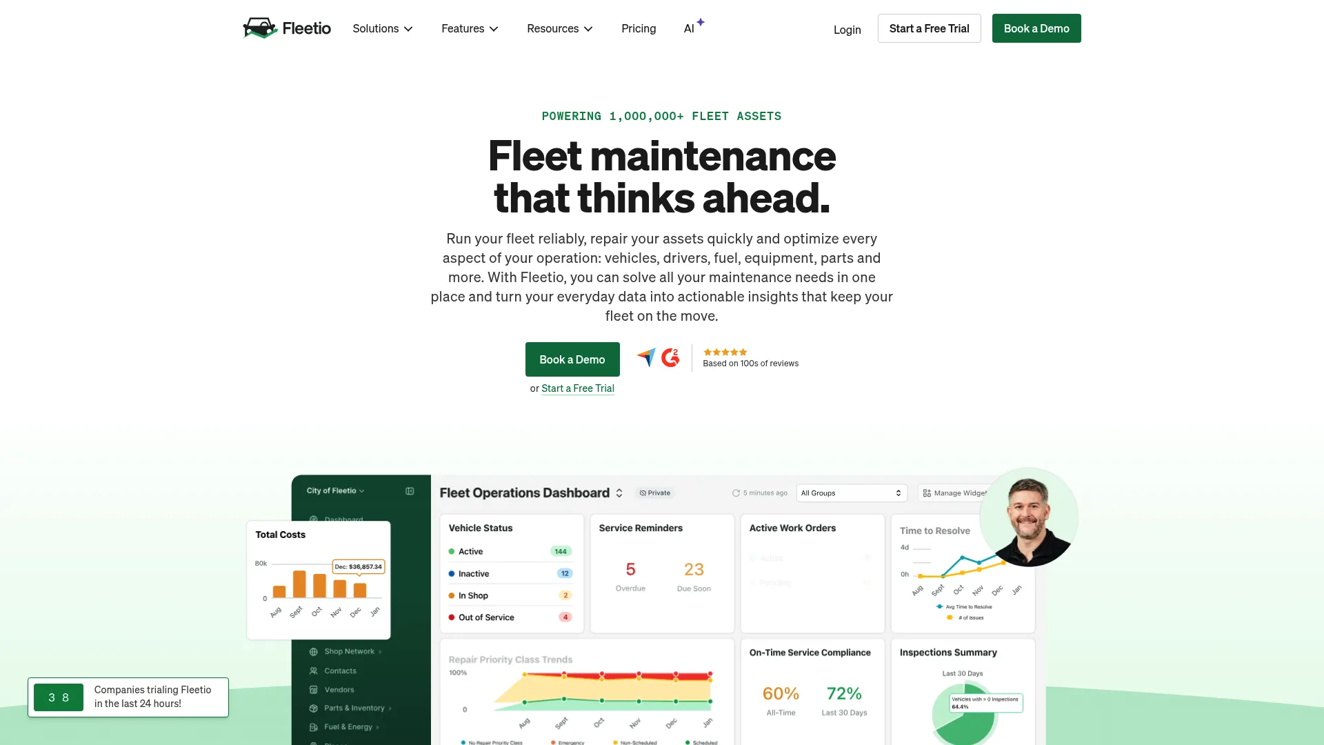 Fleetio fleet management software homepage