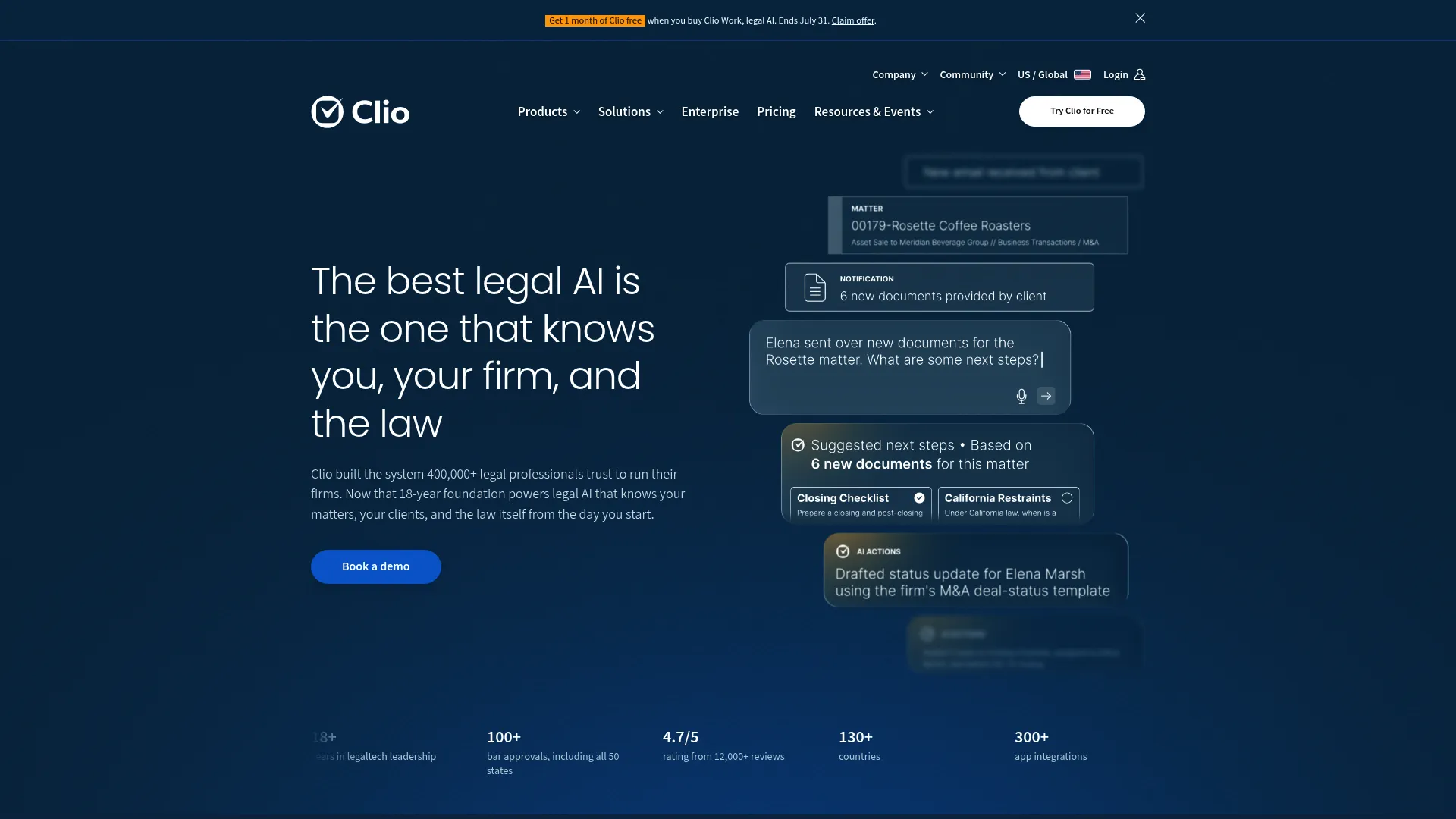 Clio legal practice management software homepage