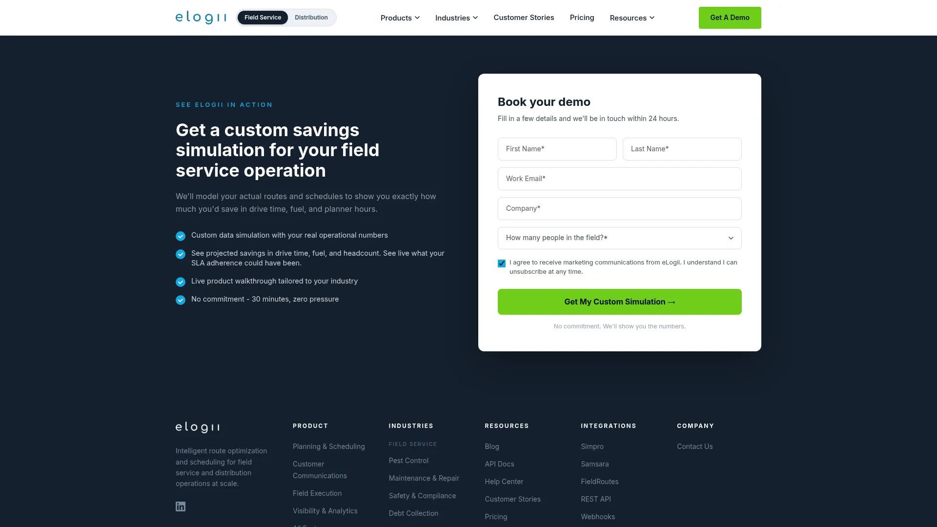 eLogii route optimization and dispatch software homepage