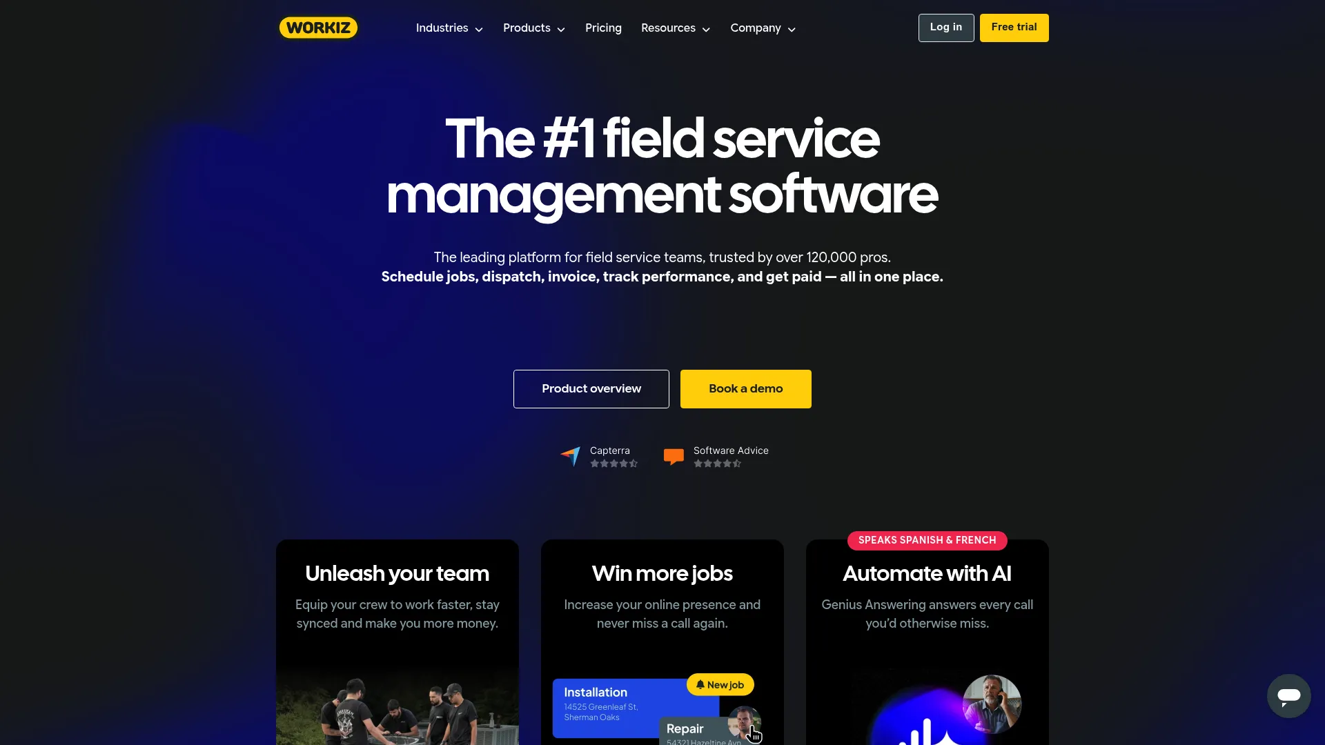 Workiz field service management dashboard