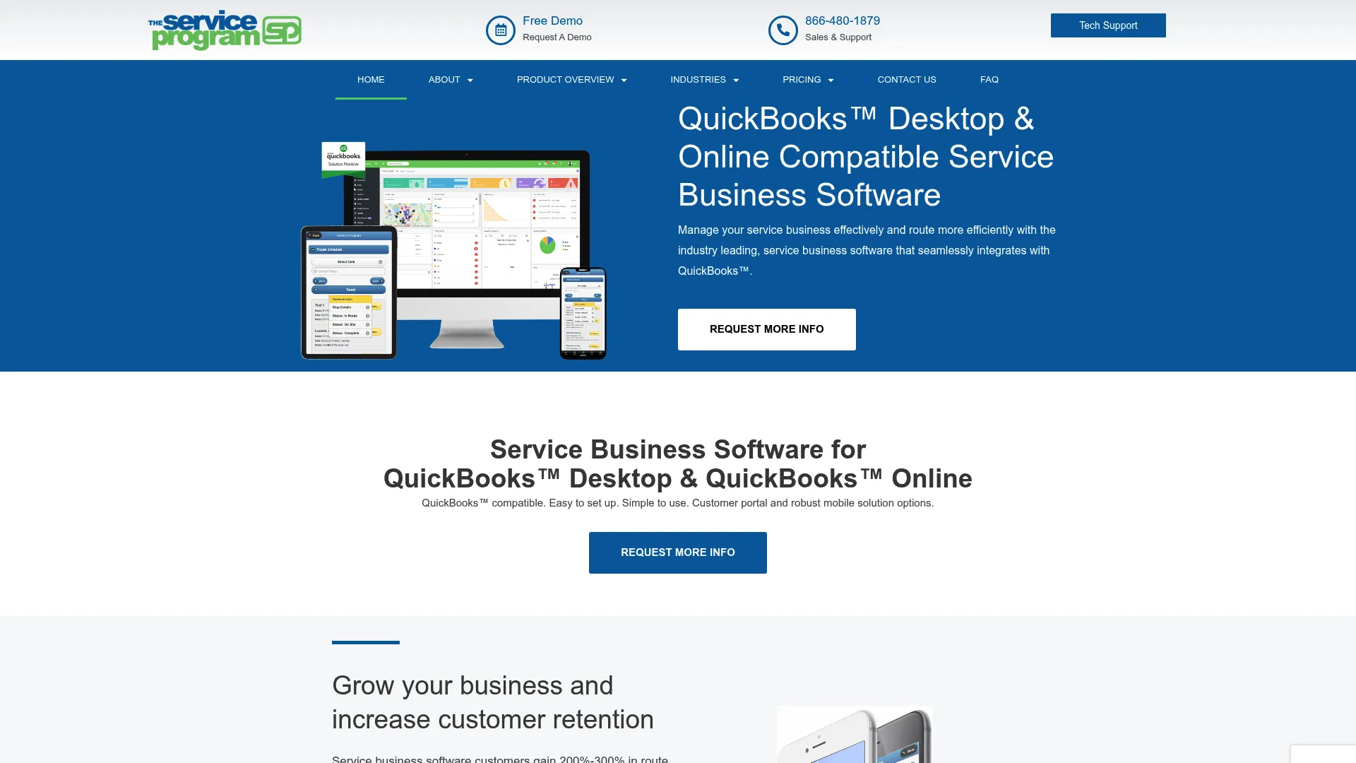 The Service Program QuickBooks-compatible service software homepage