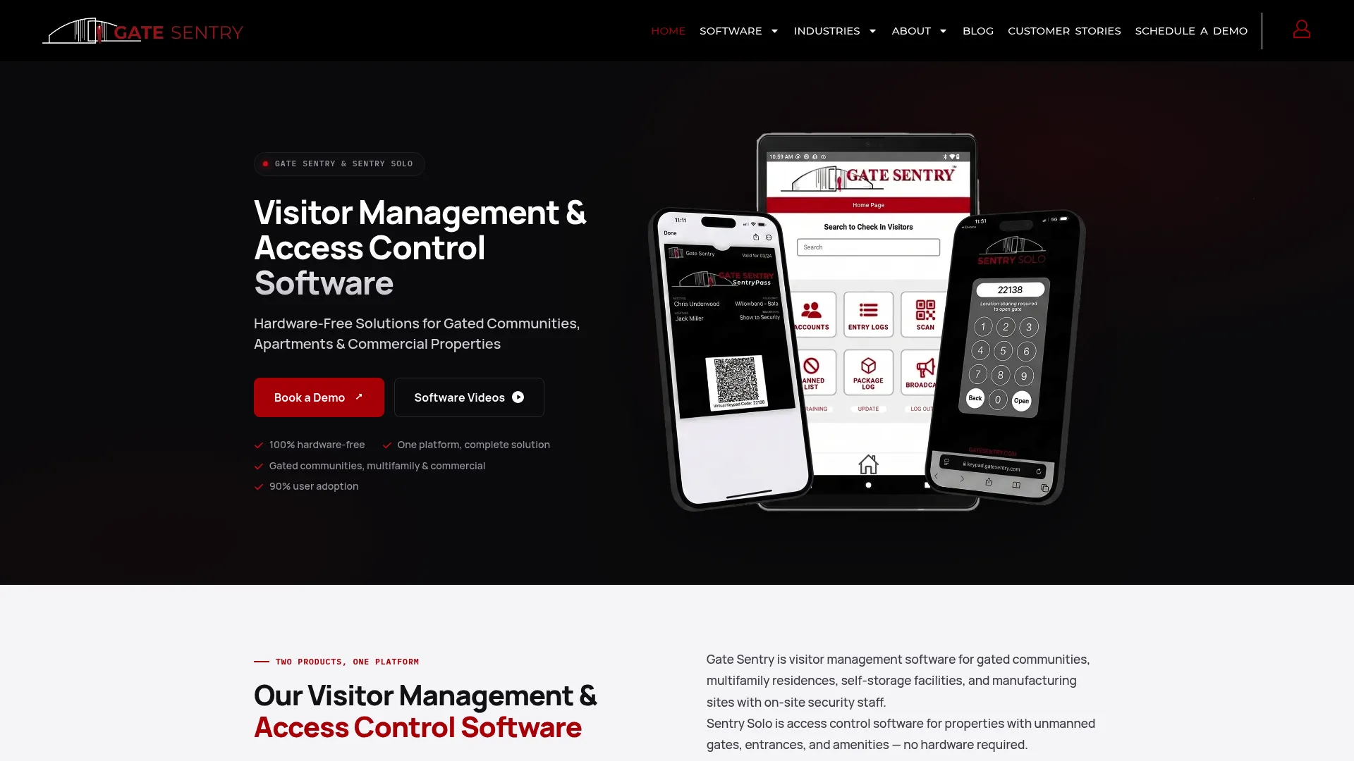 Gate Sentry visitor management and access control homepage