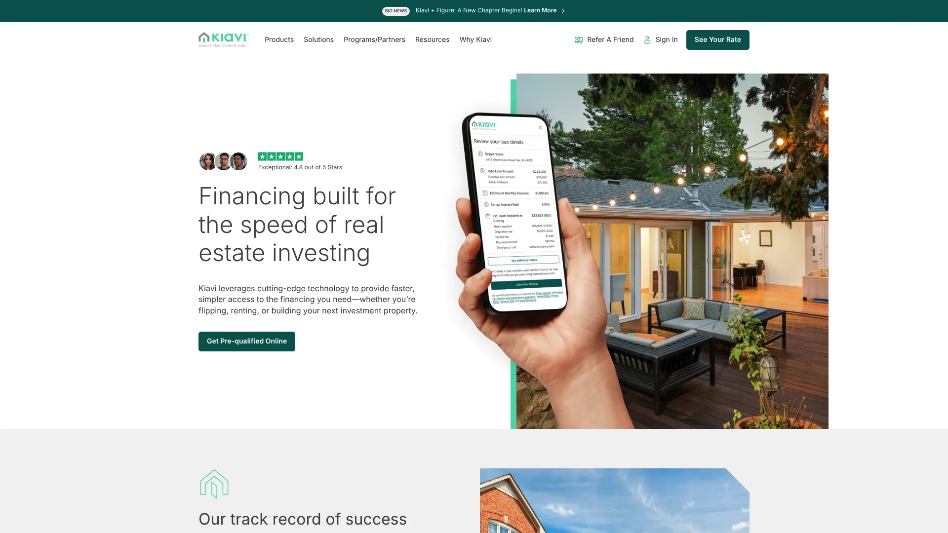 Kiavi real estate financing platform