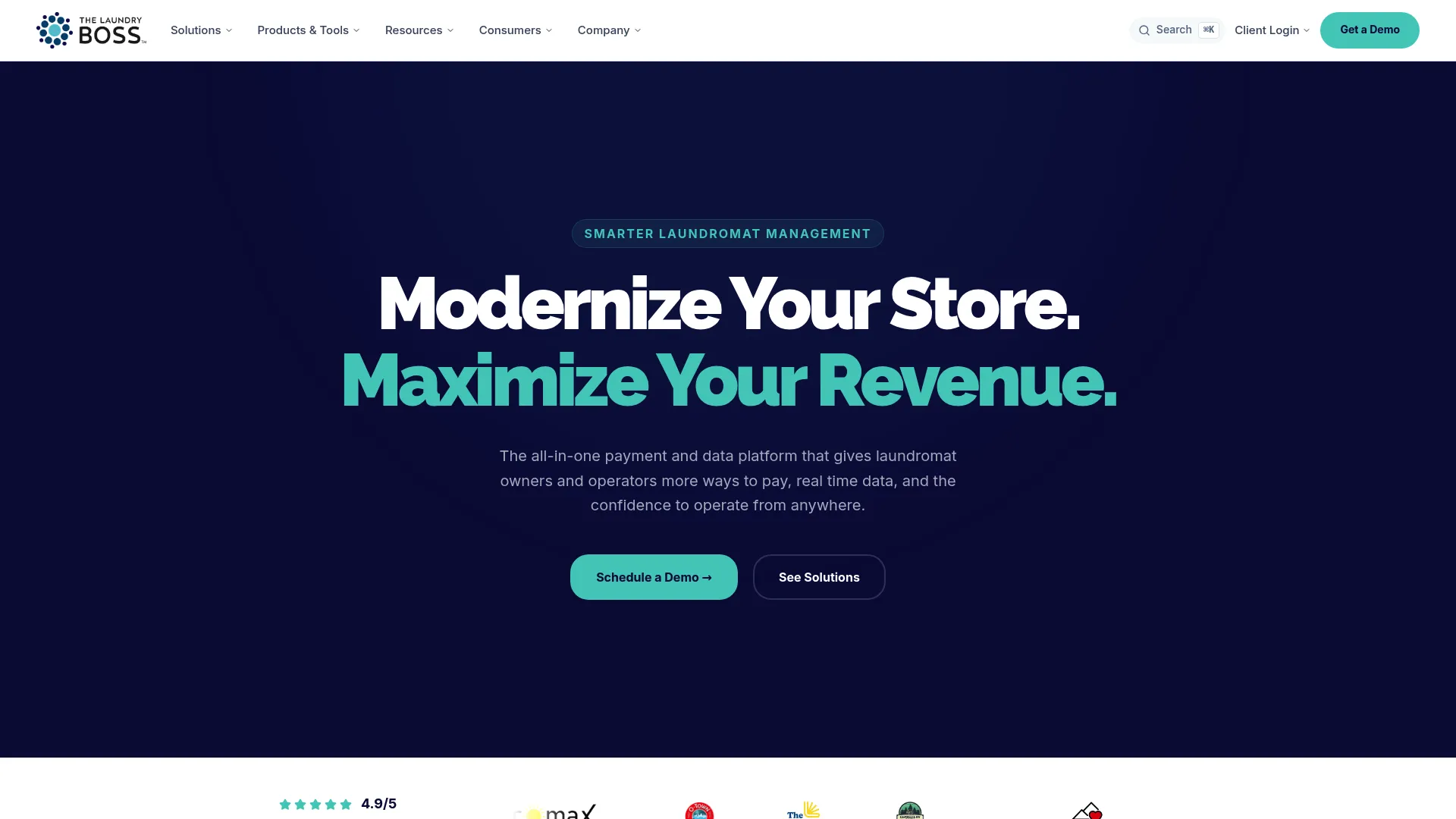 TheLaundryBoss laundromat software homepage